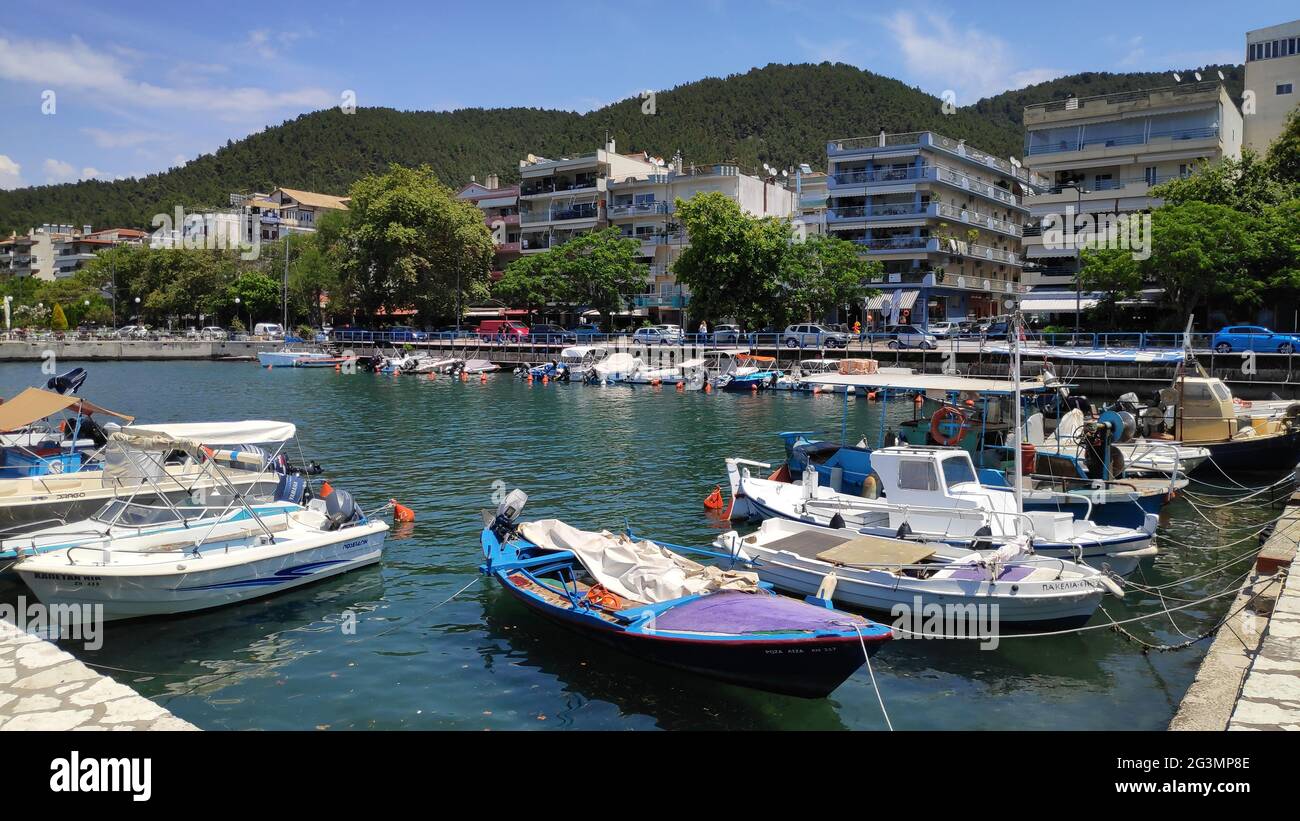 Fishing Boats In Marina Bay Of Igoumenitsa City Coast In Ionian Sea ...