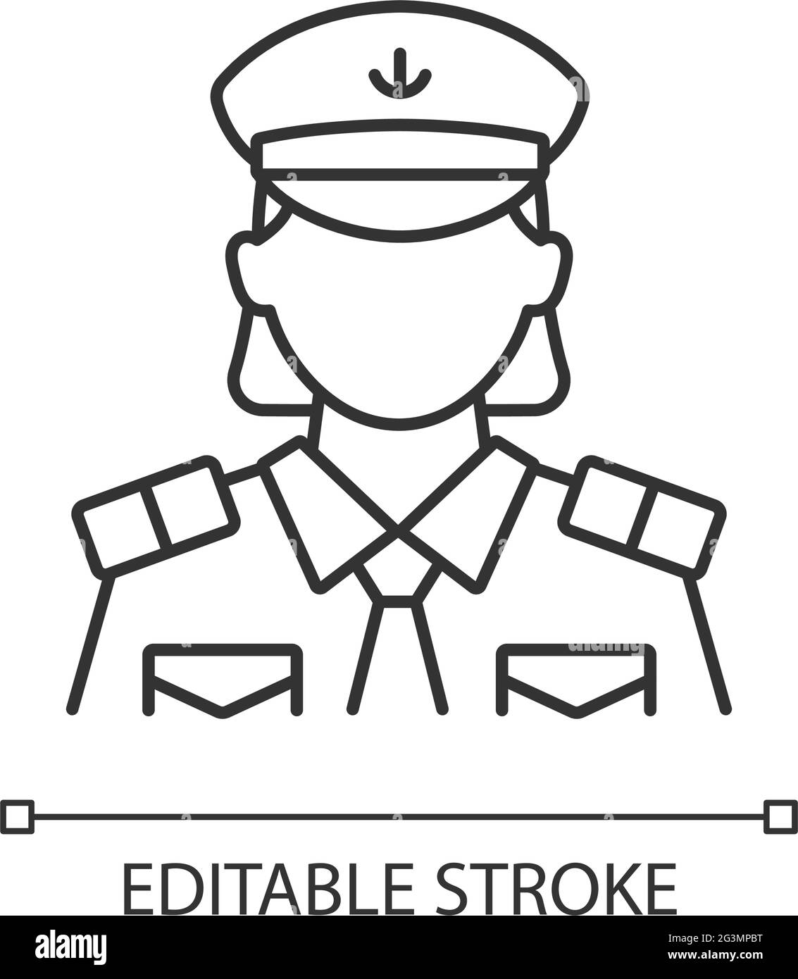 Female chief officer linear icon Stock Vector