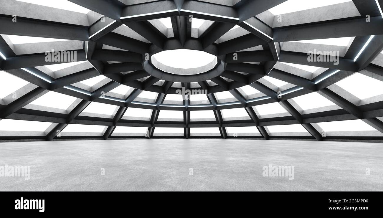 modern futuristic architecture dome building interior hall 3d render ...