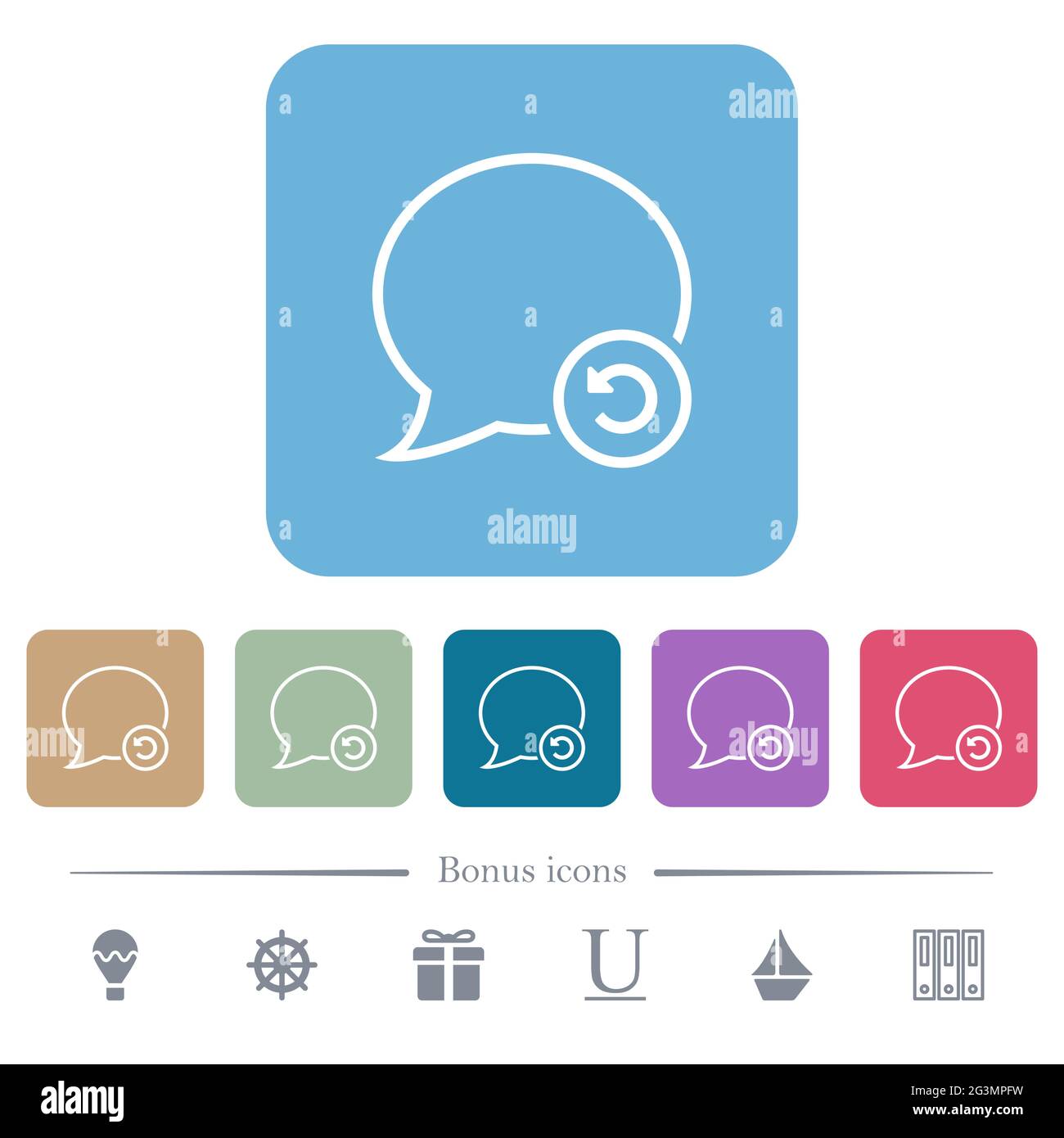 Undo message white flat icons on color rounded square backgrounds. 6 ...