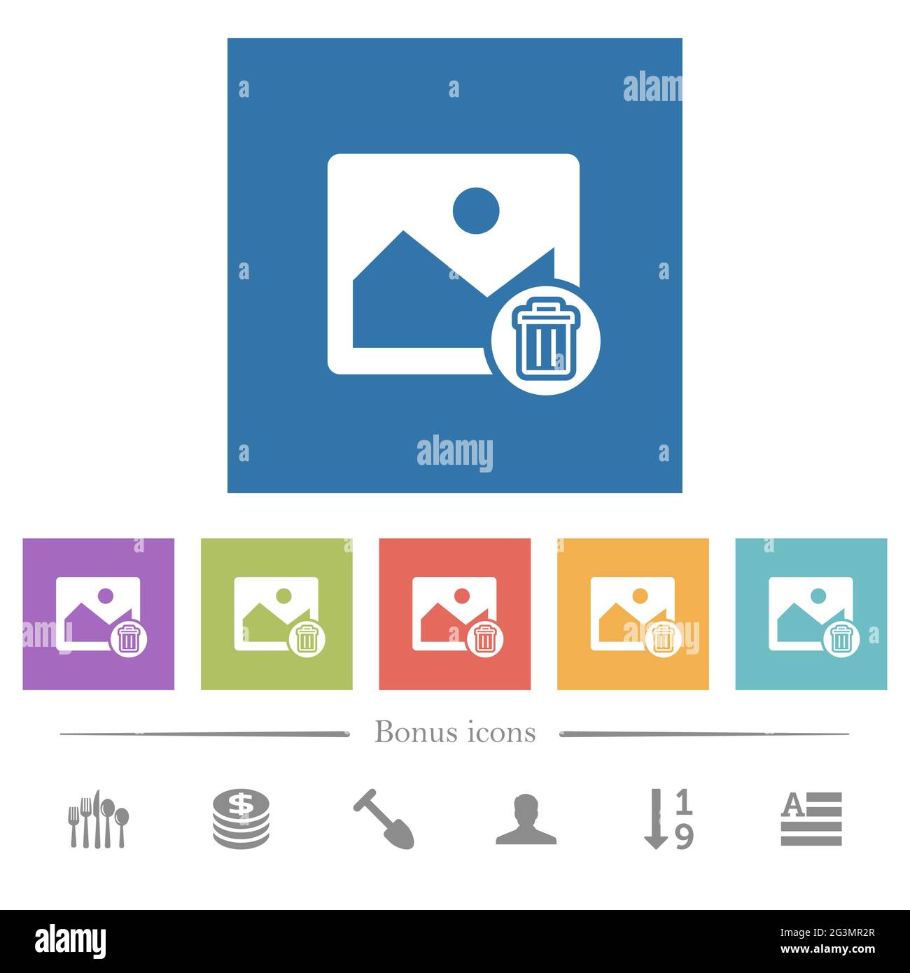 Delete image flat white icons in square backgrounds. 6 bonus icons ...