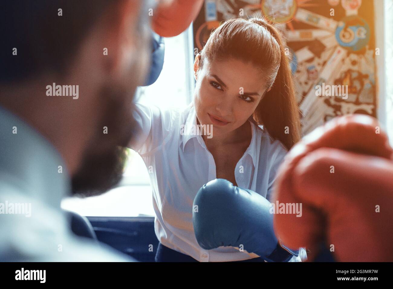 Business woman fighter ready hi-res stock photography and images - Alamy