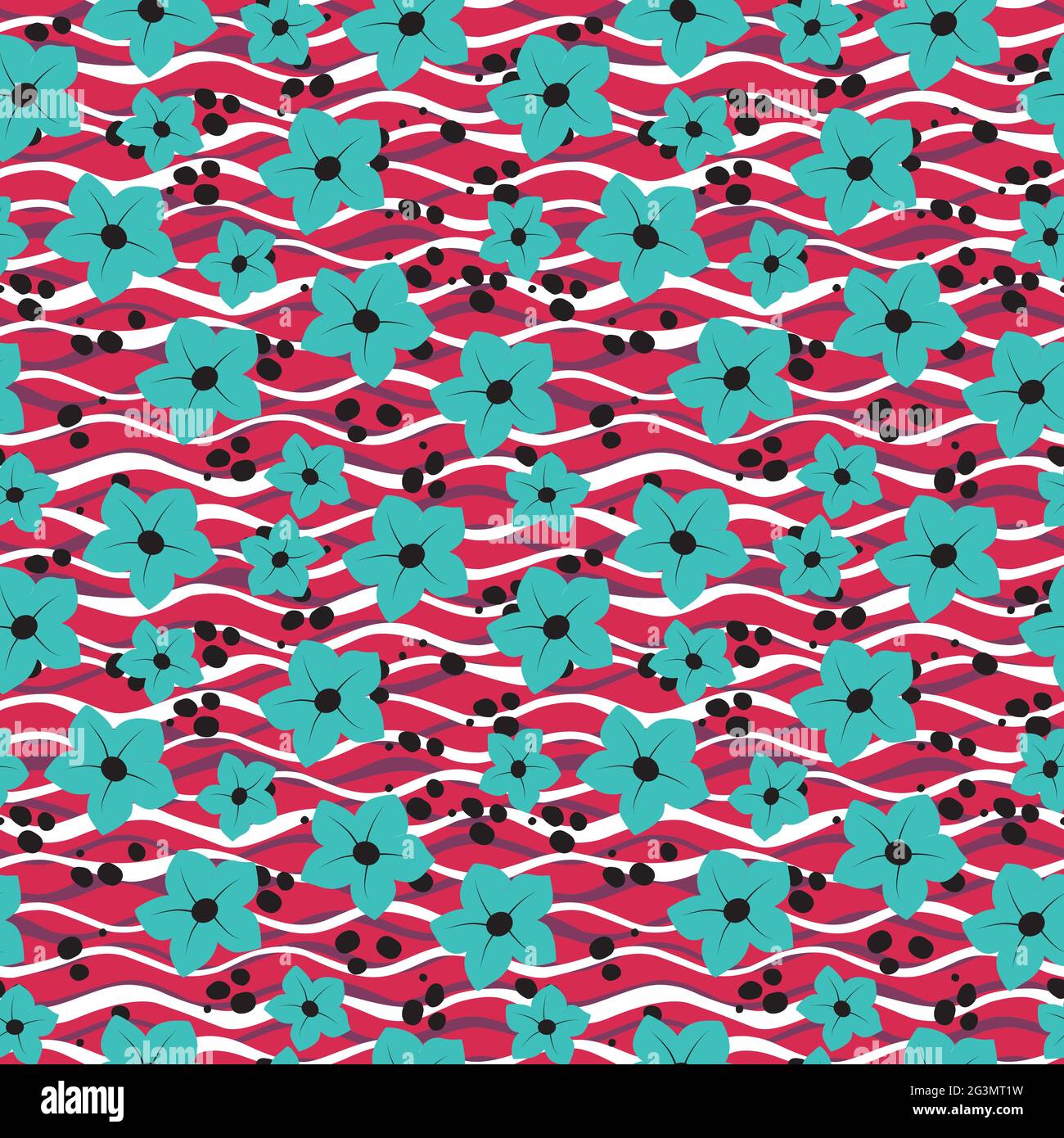 flower and waves vector seamless pattern design for wallpaper, textile , surface, fashion , background,tile, stationary, home decor, furnishing etc. Stock Vector