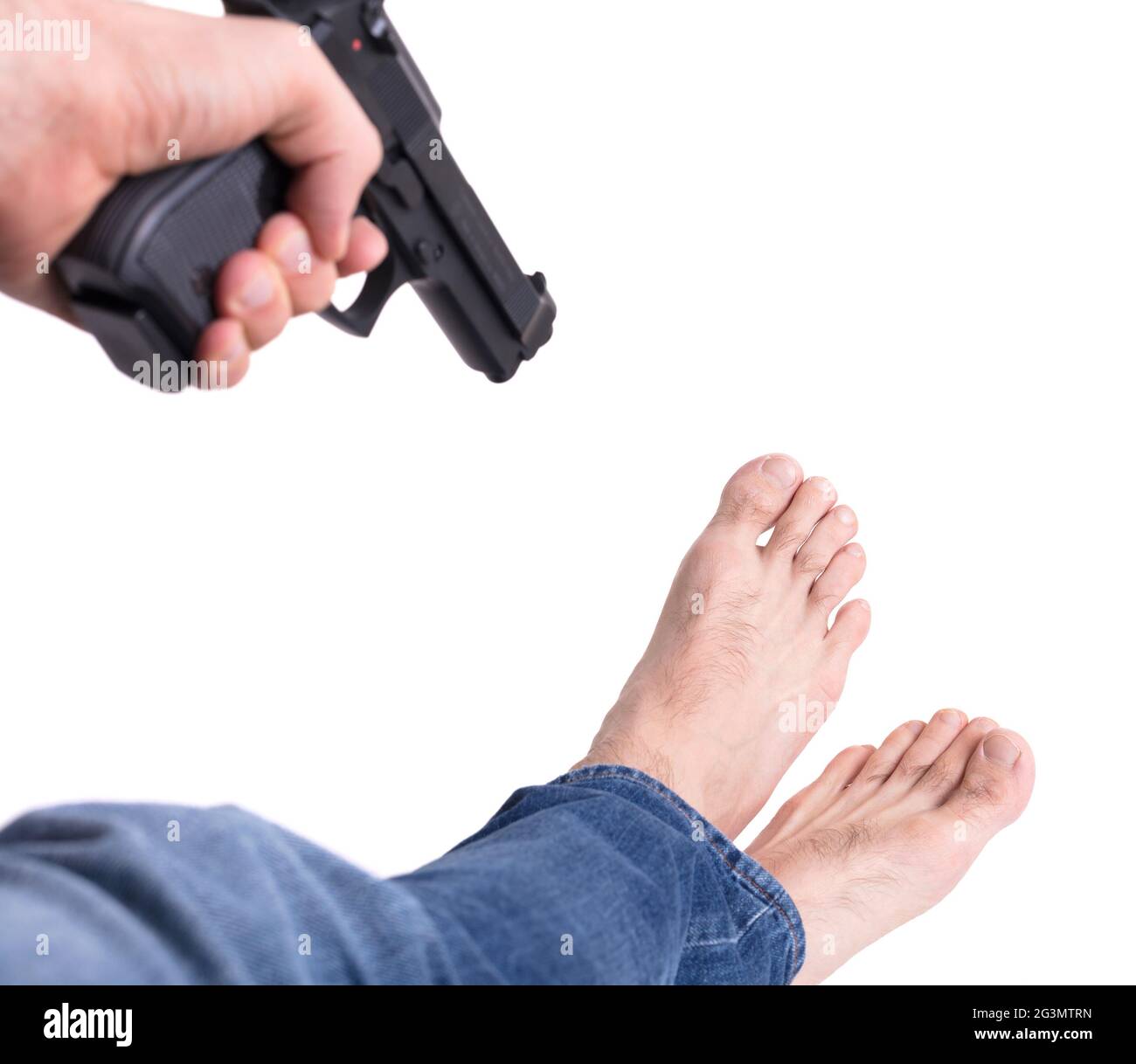 Shooting self in foot hi-res stock photography and images - Alamy