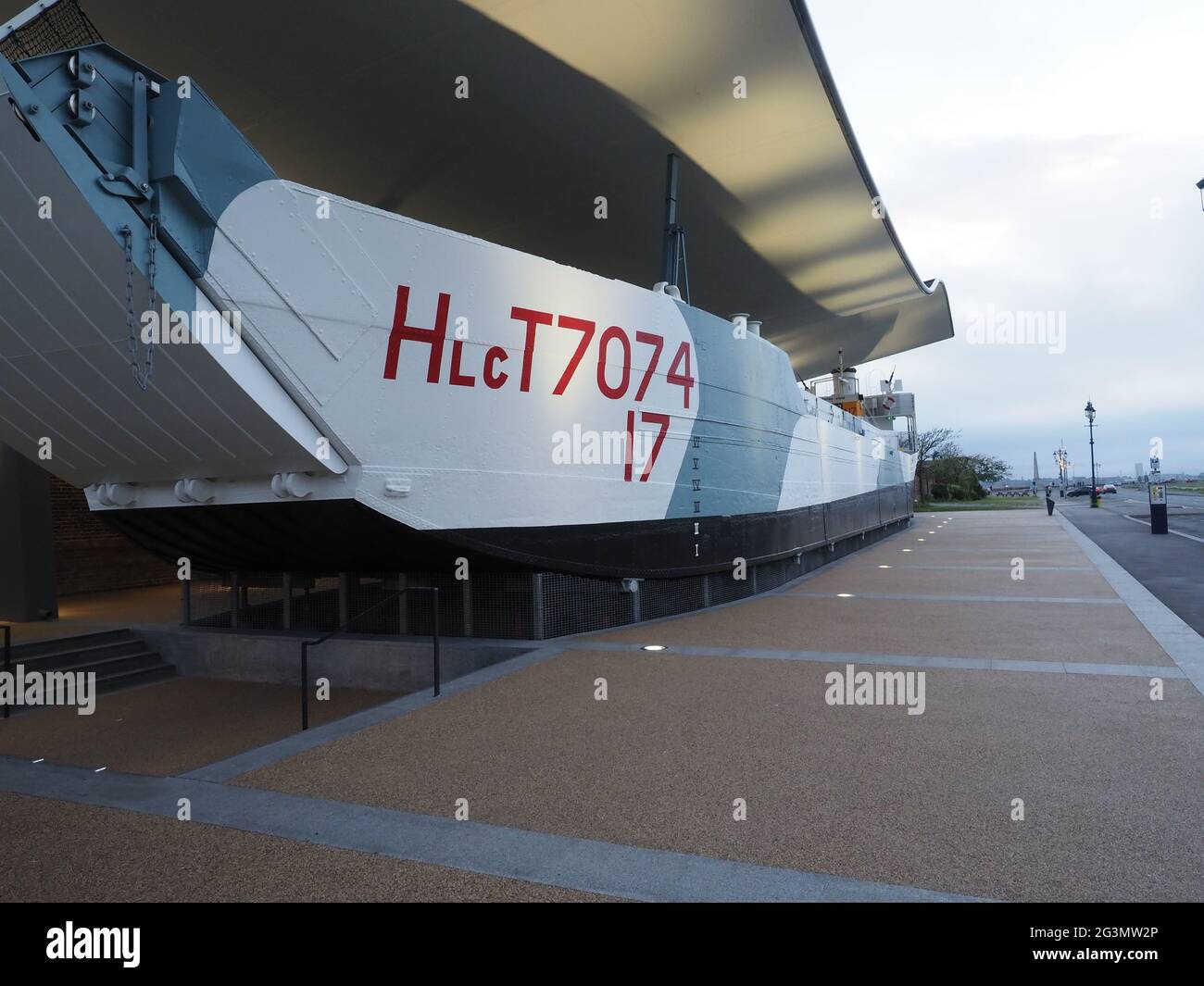 LCT 7074 at the D Day Museum in Southsea, Portsmouth. LCT 7074 is the last surviving Landing Craft Tank in the UK and was used in the D Day landings Stock Photo