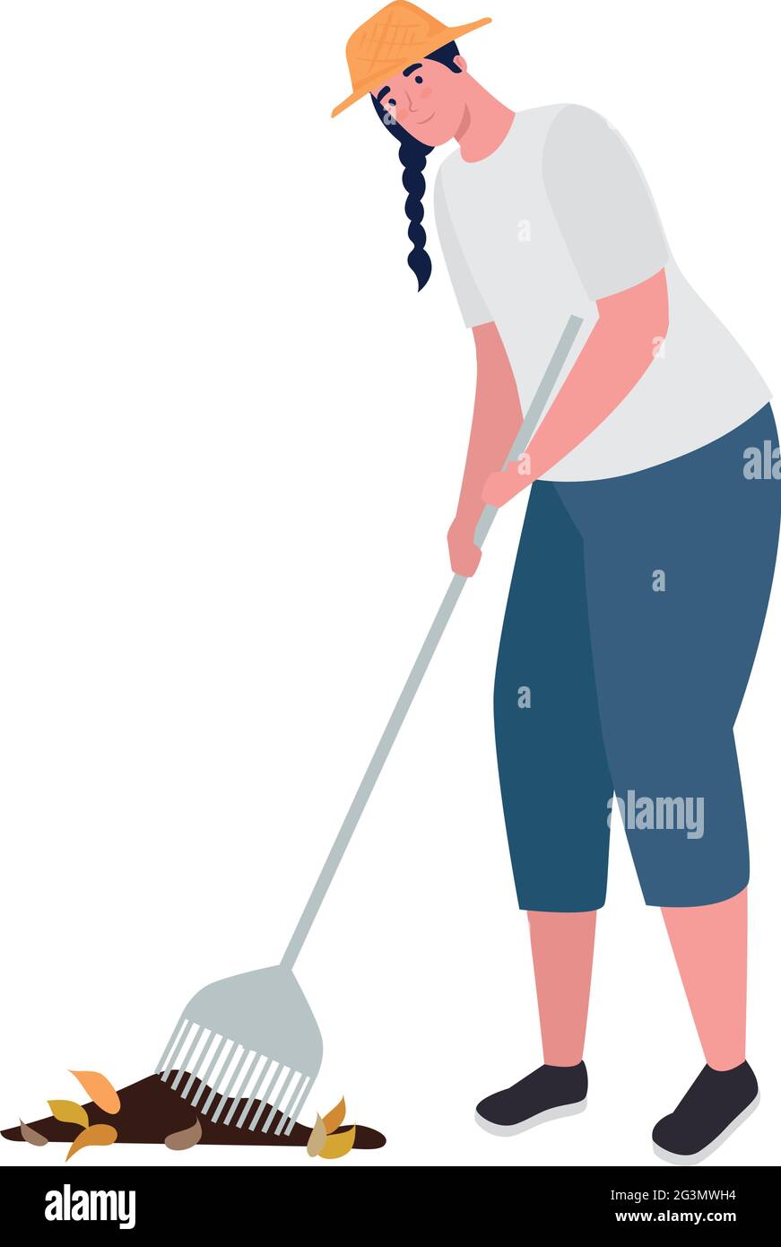 Farmer woman with rake Stock Vector Image & Art - Alamy