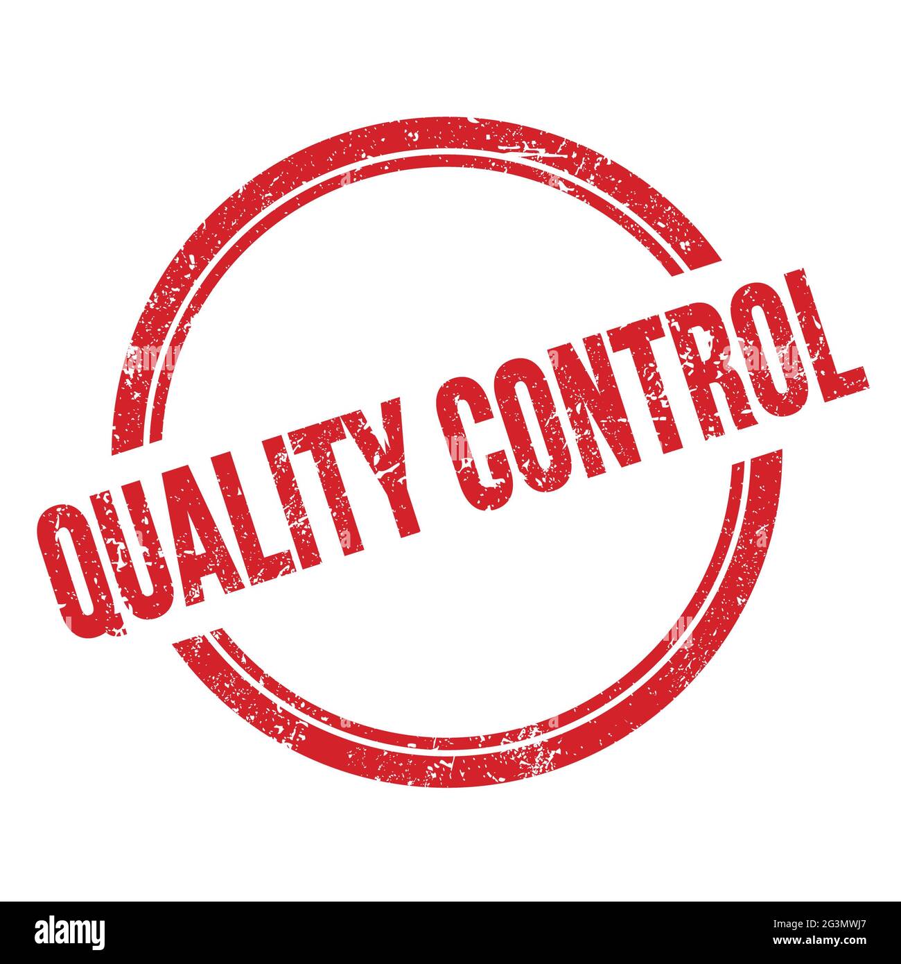 QUALITY CONTROL text written on red grungy vintage round stamp Stock ...