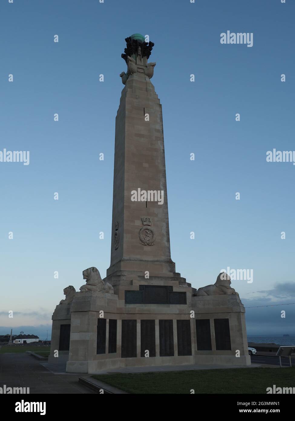 Portsmouth Naval Memorial in Southsea near Portsmouth. Commemorates nearly 25,000 sailors from the First and Second World Wars Stock Photo
