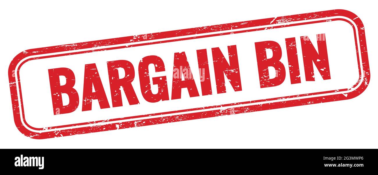 BARGAIN BIN text on red grungy rectangle stamp Stock Photo Alamy