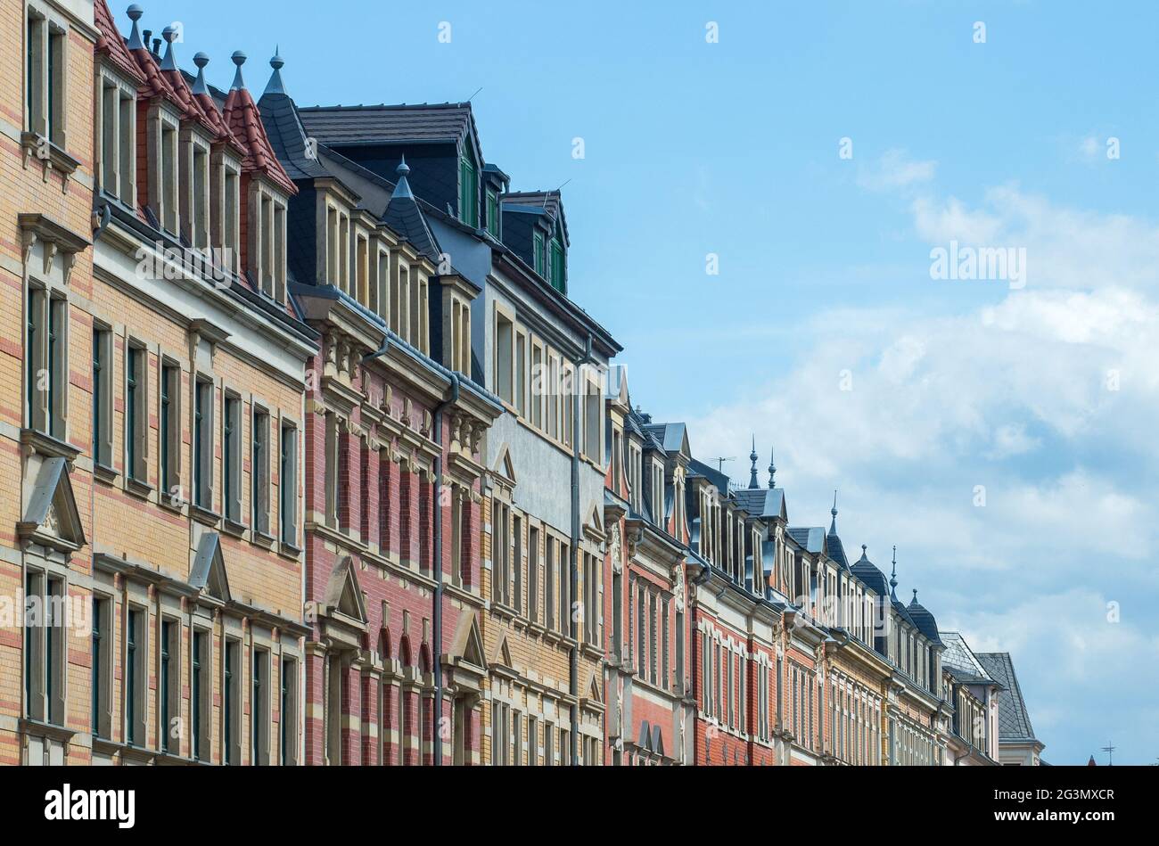 '05.05.2021, Dresden, , Germany - Wilhelminian style facades in the Pieschen district. 0CE210505D004CAROEX.JPG [MODEL RELEASE: NOT APPLICABLE, PROPERT Stock Photo