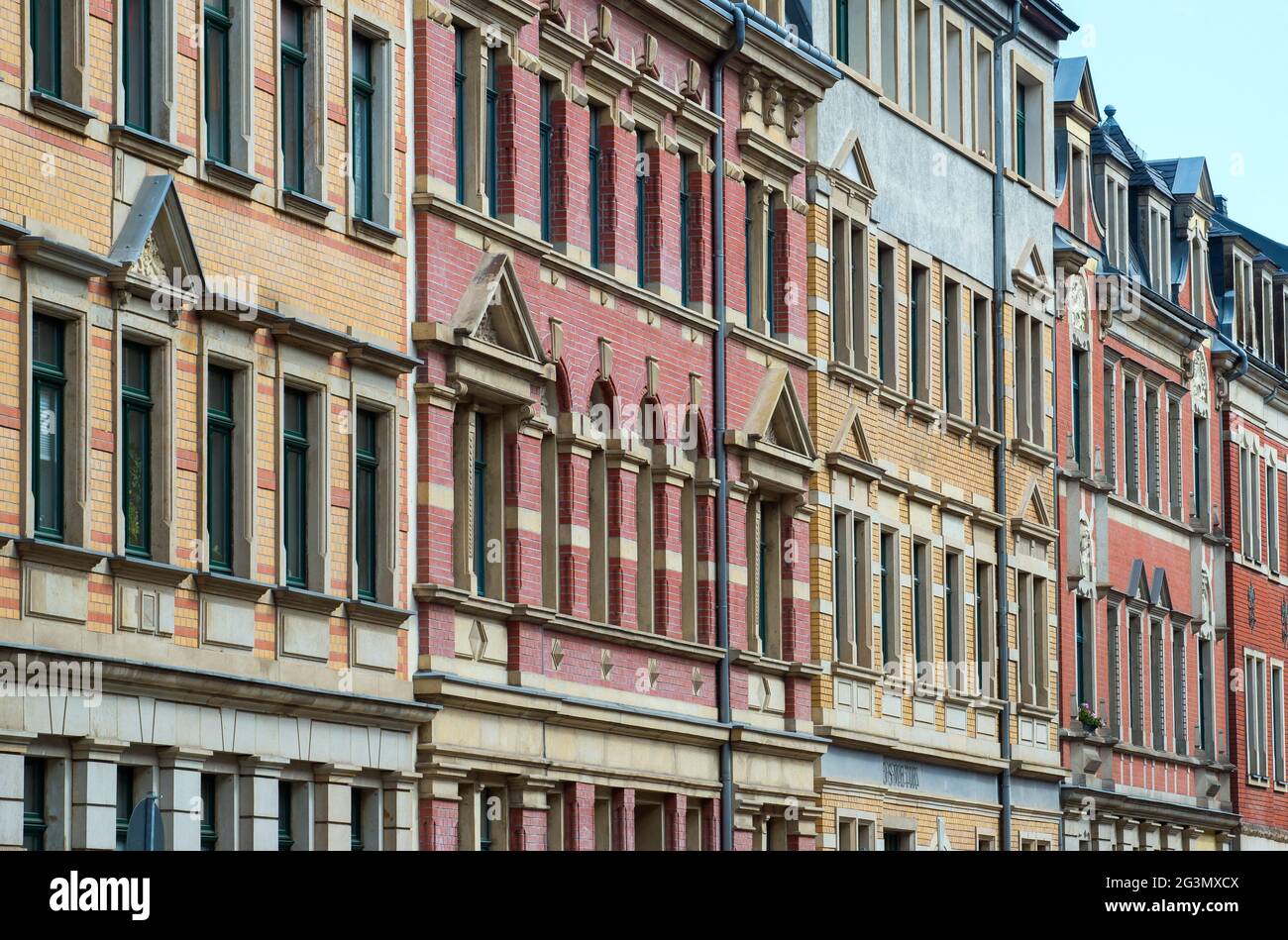 '05.05.2021, Dresden, , Germany - Wilhelminian style facades in the Pieschen district. 0CE210505D002CAROEX.JPG [MODEL RELEASE: NOT APPLICABLE, PROPERT Stock Photo