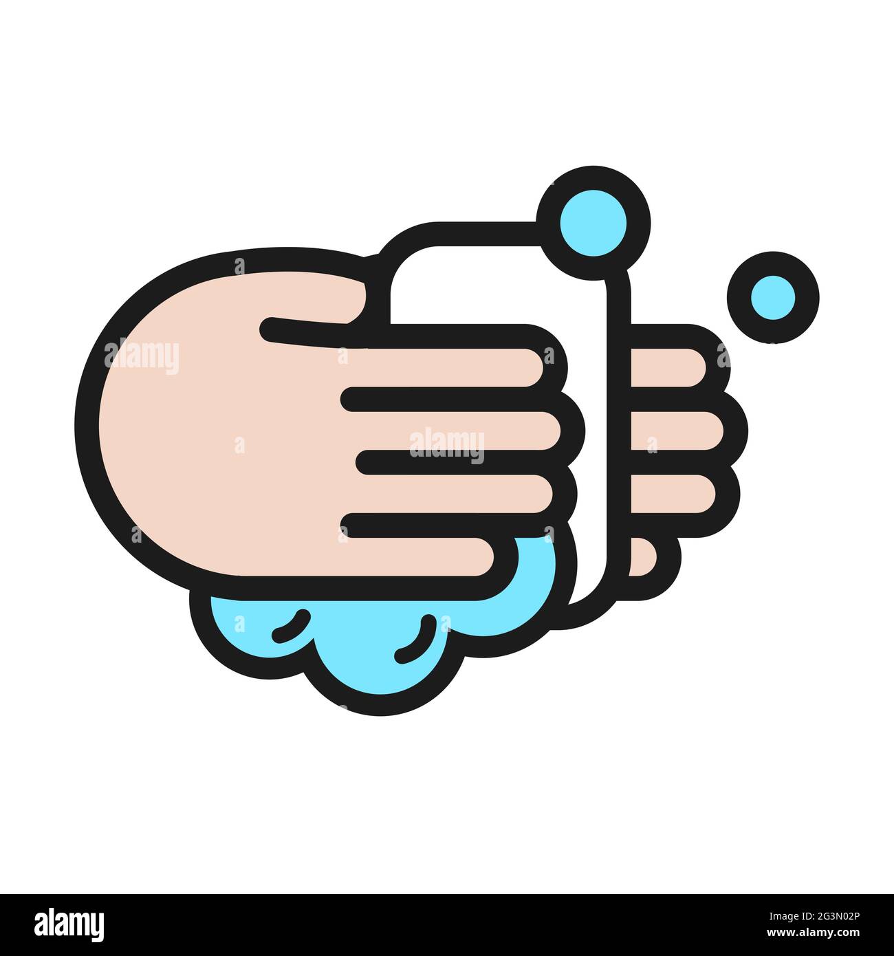 Wash your hands using soap, to avoid the bacteria, germs, and viruses that are currently Coronavirus Covid-19. Vector illustration of icon Stock Vector