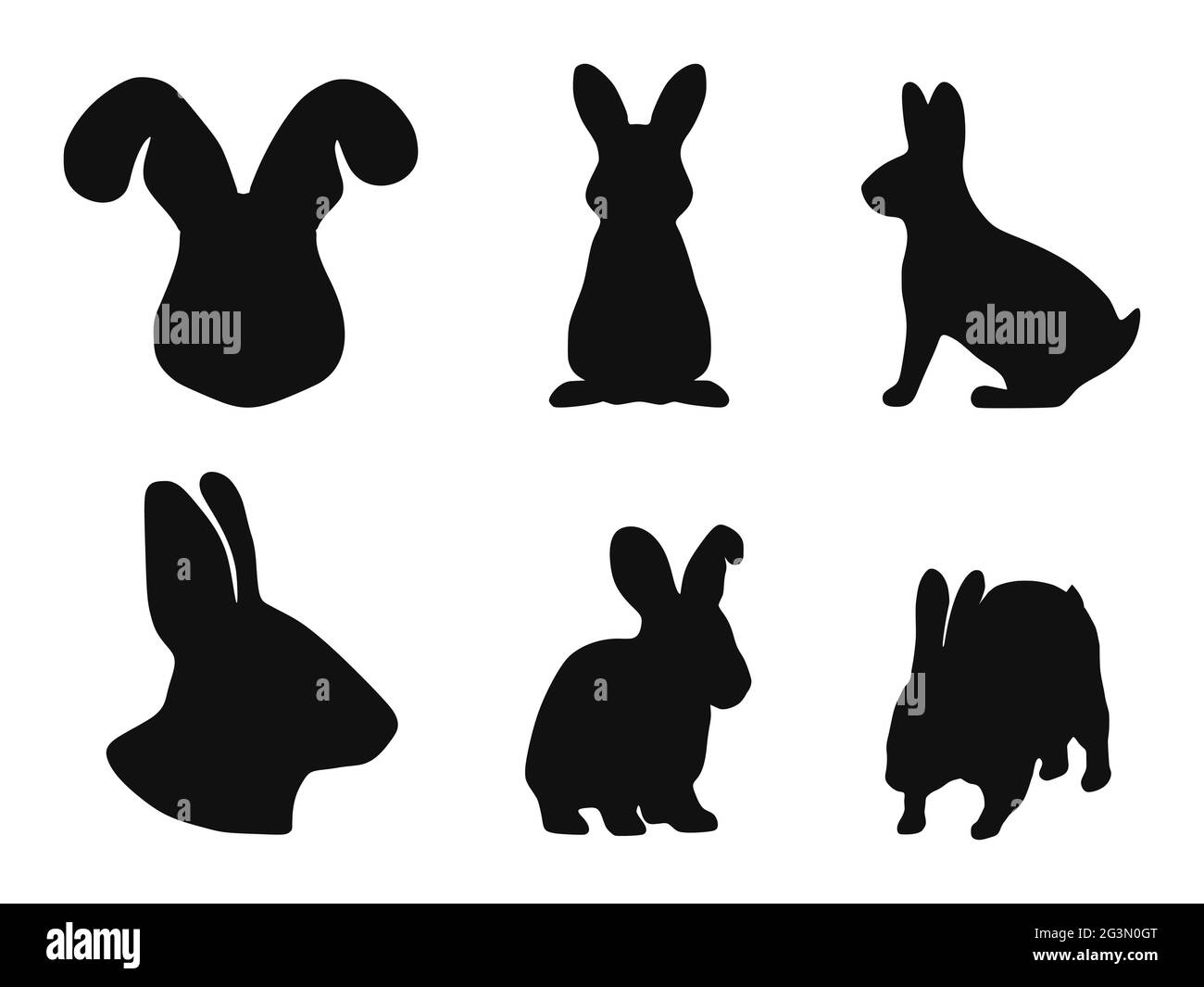 A set of rabbit silhouettes on a white background. Vector illustration Stock Vector