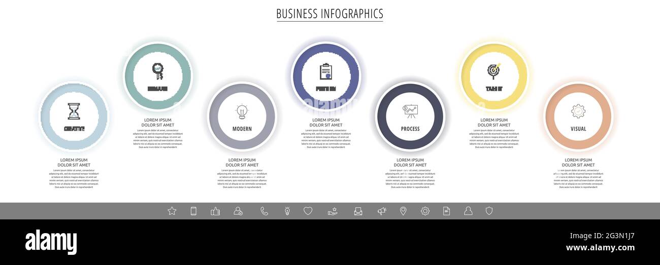 Modern vector infographics with seven circles. Business template with 7 ...