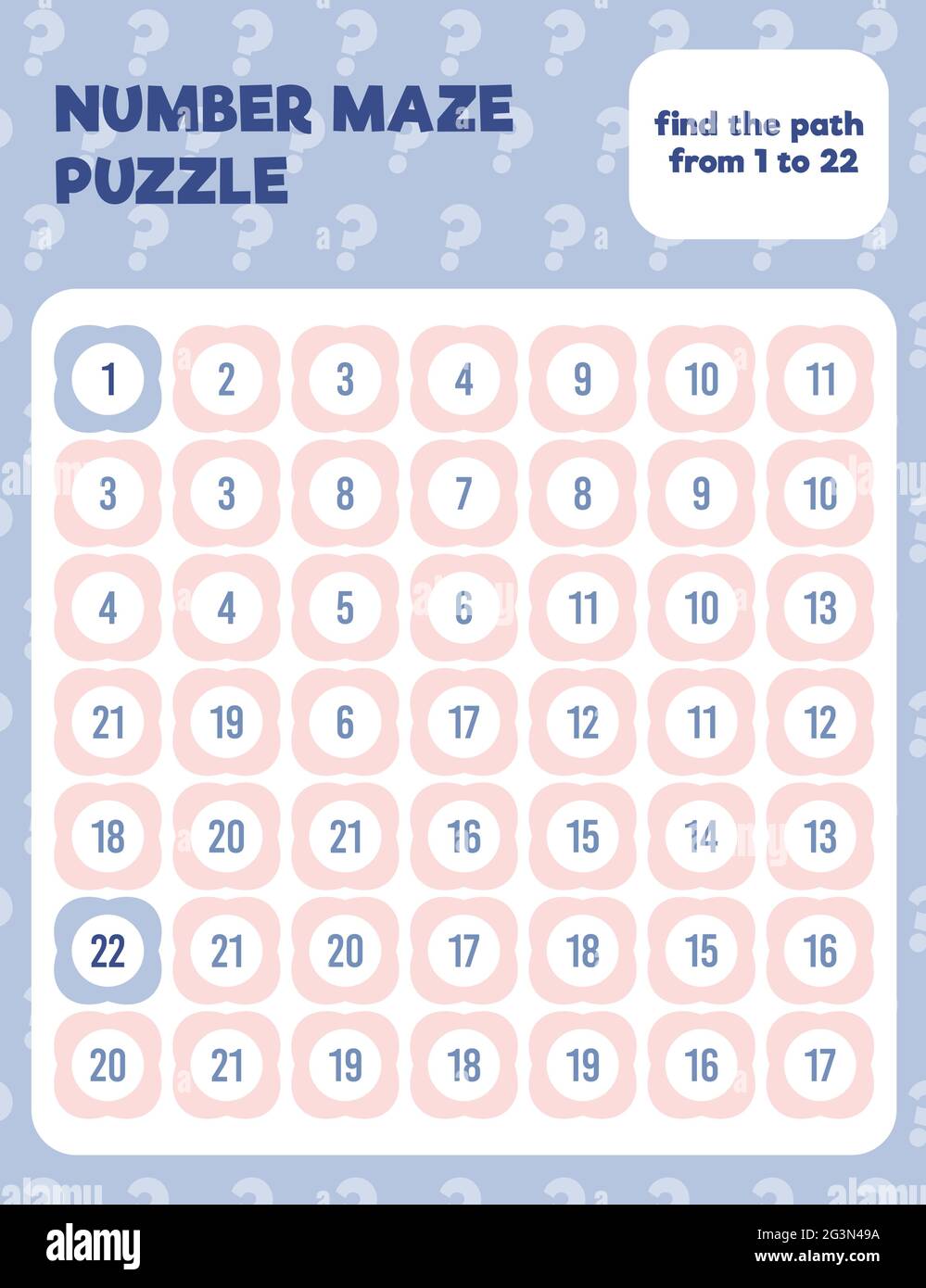 math number maze puzzle prinatble math worksheet page easy colorful math worksheet practice for kids in preschool elementary and middle school stock vector image art alamy