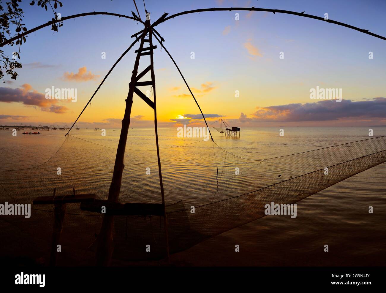 fish net farm at phattalung in thailand Stock Photo