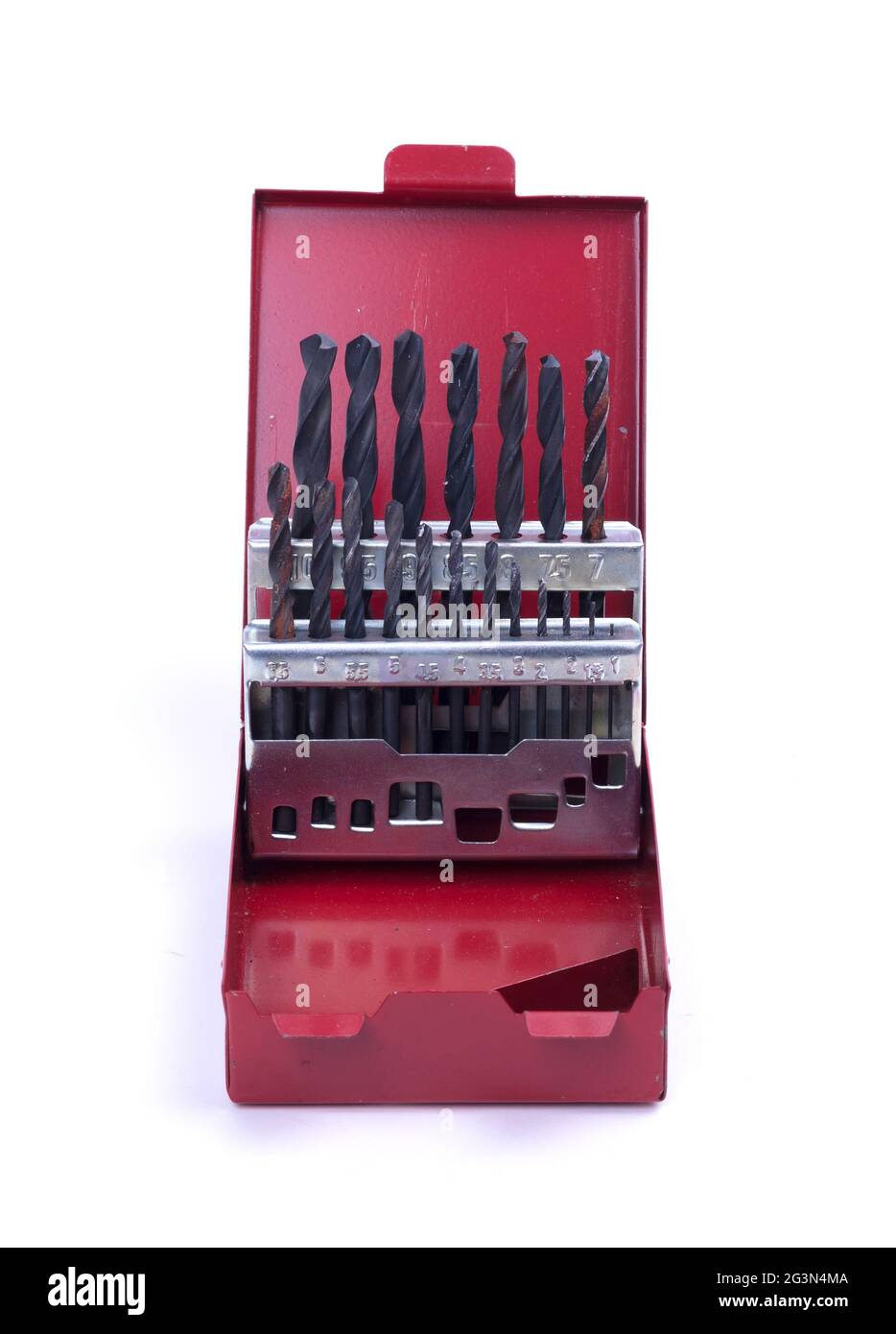 Old drill bit set in box Stock Photo Alamy