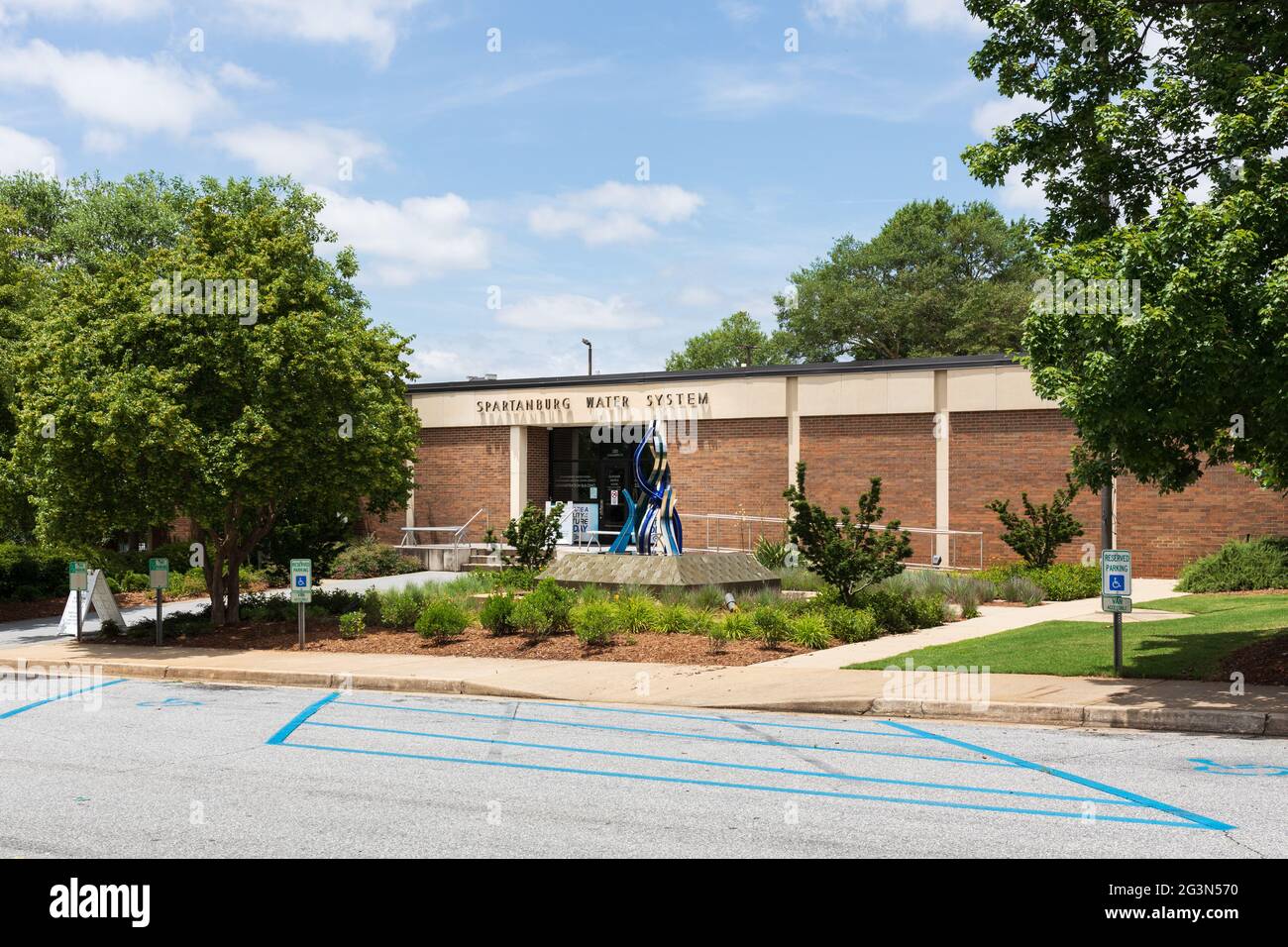 SPARTANBURG, SC, USA-13 JUNE 2021: Building housing the Spartanburg Water System offices Horizontal image. Stock Photo