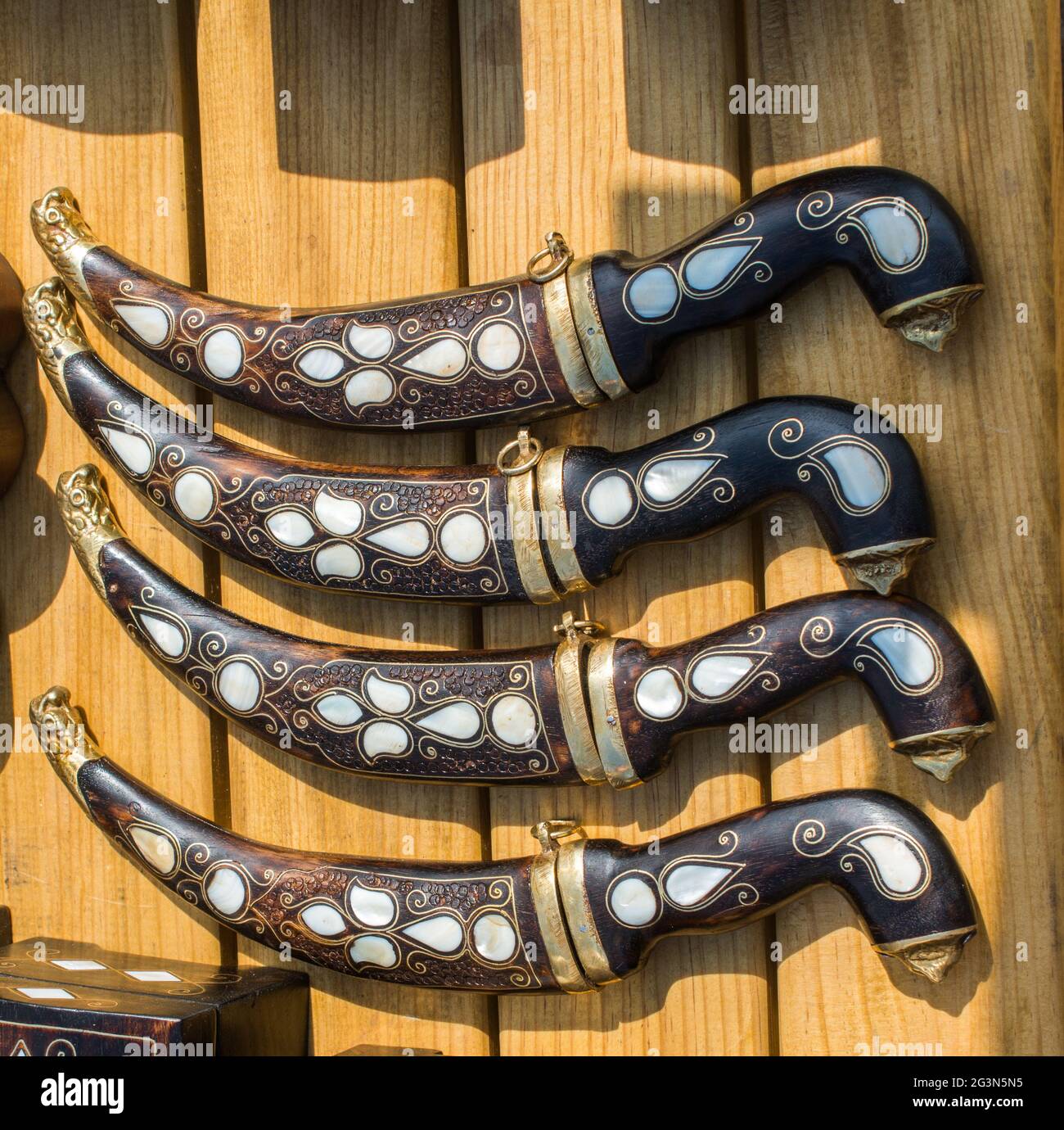 Turkish style daggers with mother of pearl inlays Stock Photo