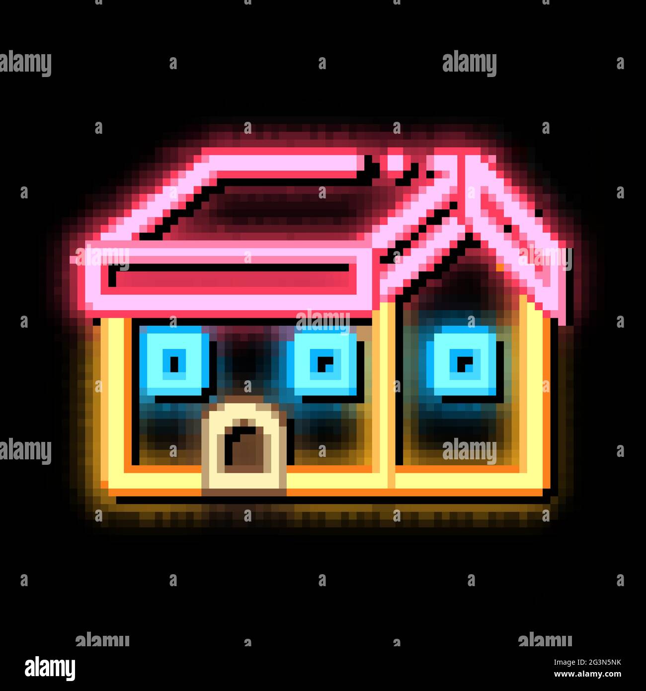 building fixed roof neon glow icon illustration Stock Vector Image ...