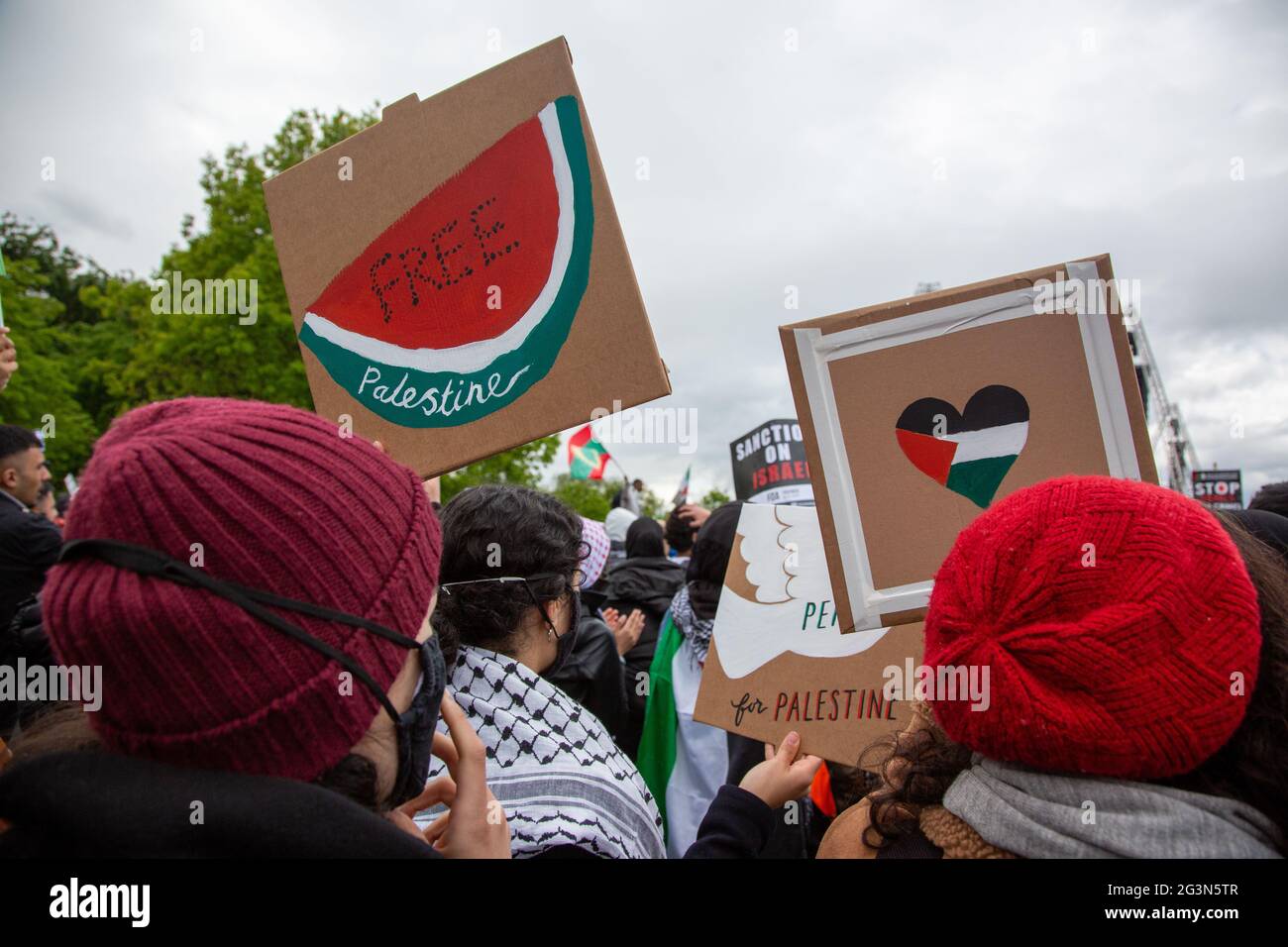 Hand painted signs at the Free Palestine Protest, London, 22.5.2021