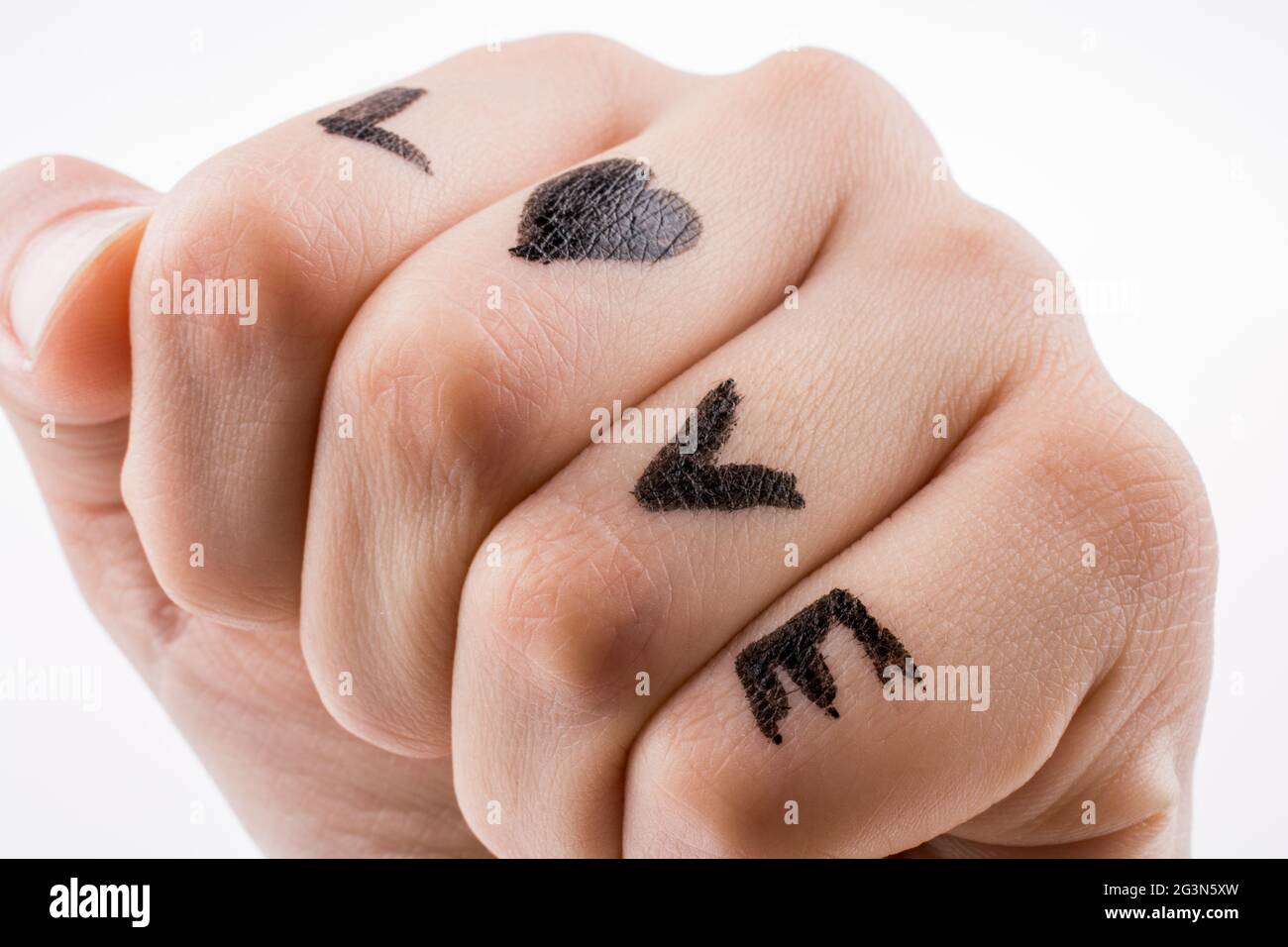 Love with Hearts drawn on hand Stock Photo