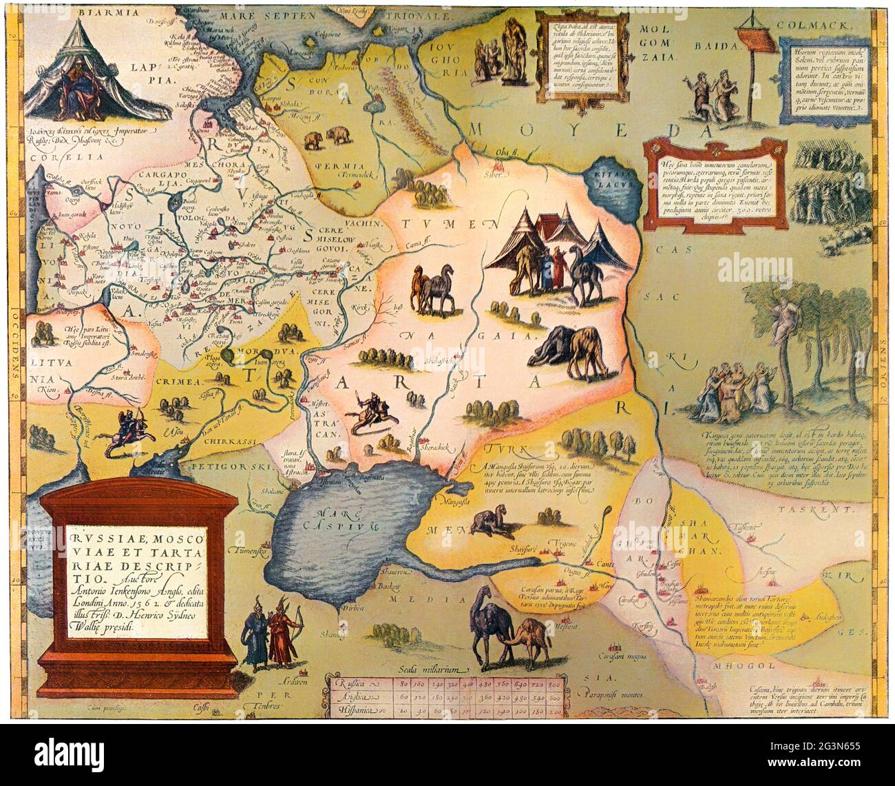 Facsimlile of a map of the Russian Empire by Abraham Ortelius, 16th century Stock Photo