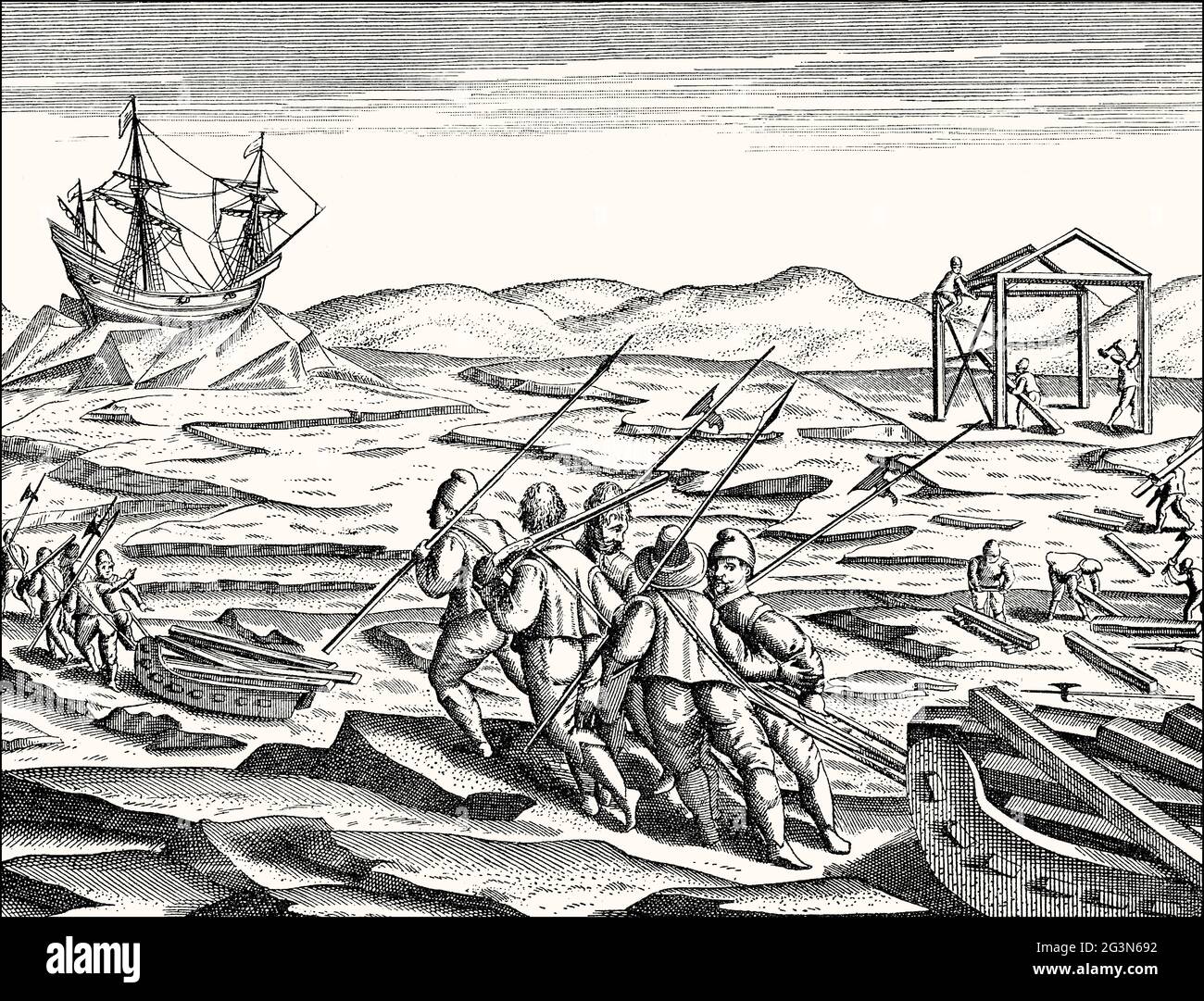 Expedition to the Arctic region by Willem Barentsz, c. 1550 – 1597, Dutch Arctic explorer Stock Photo