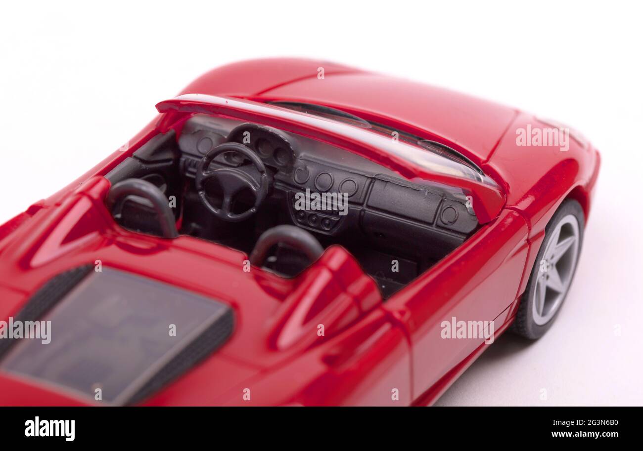 Red toy sports car interior Stock Photo Alamy