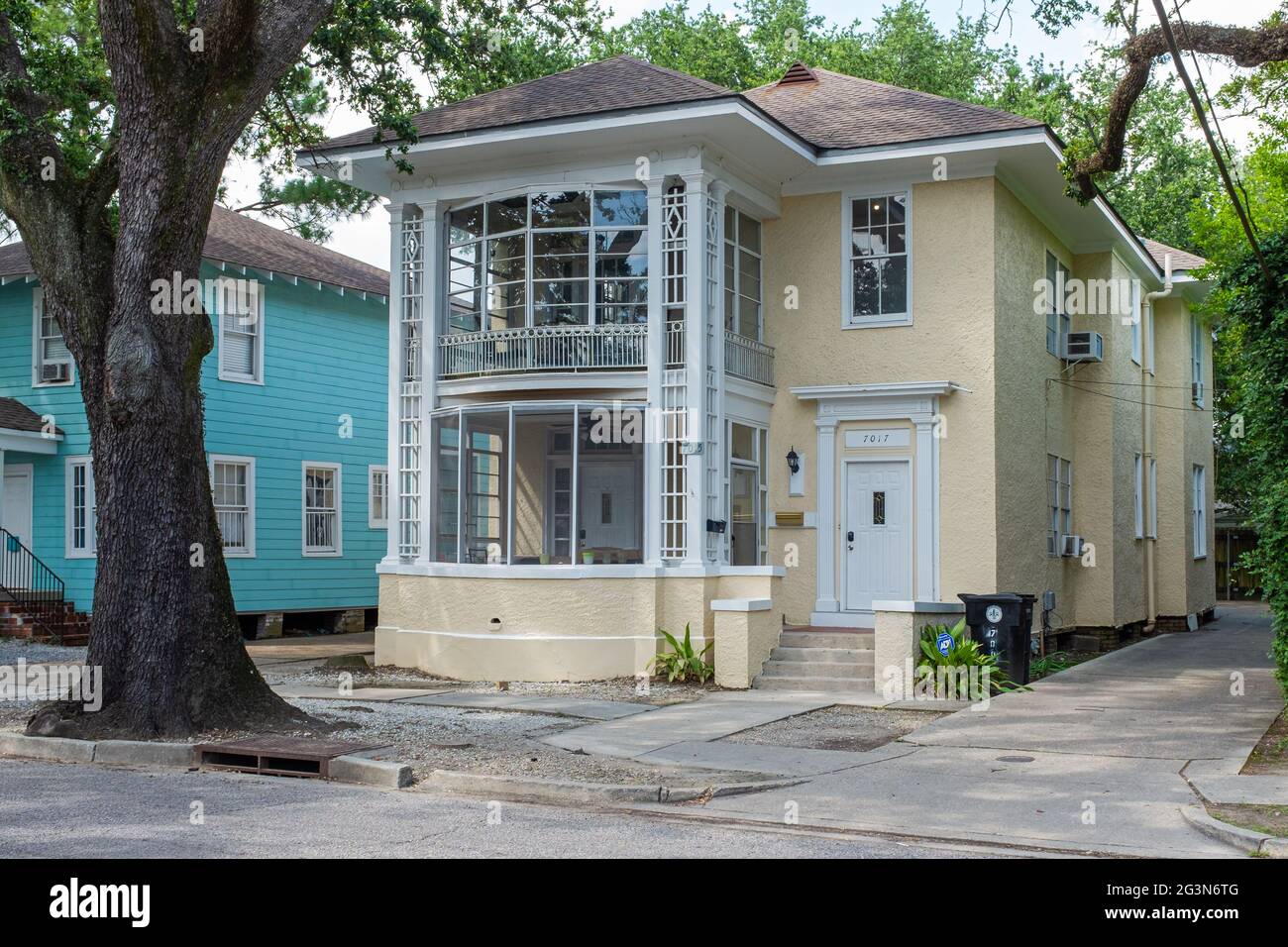 NEW ORLEANS, LA, USA JUNE 10, 2021 Old 2story house double in