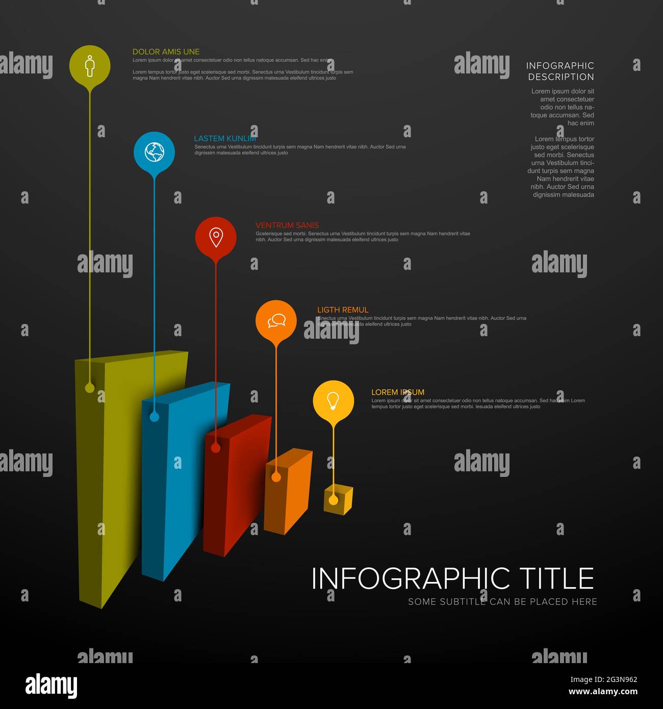 Vector Infographic vertical layers template with five levels for ...