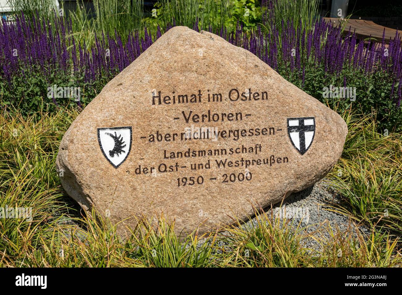 memorial stone for East and West Prussia, Winsen/Luhe, Lower Saxony, Germany Stock Photo