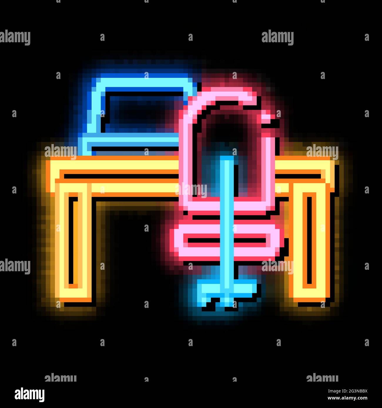 workplace table and chair neon glow icon illustration Stock Vector ...