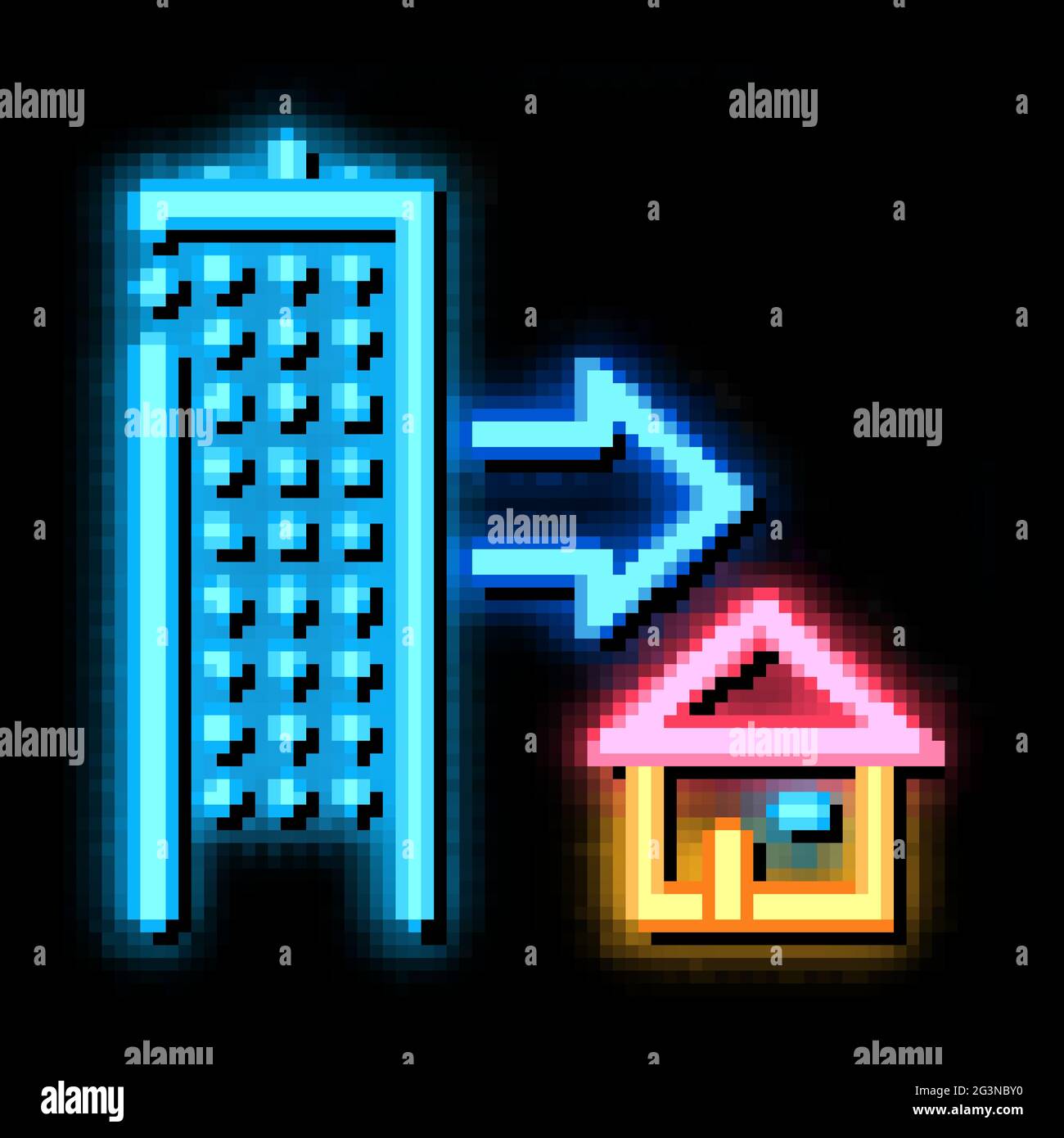 skyscraper and house neon glow icon illustration Stock Vector Image ...