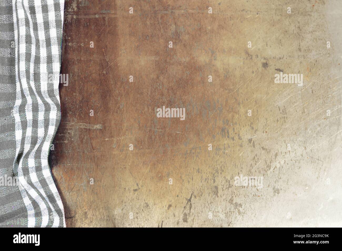 Gray checkered tablecloth on grunge background Stock Photo