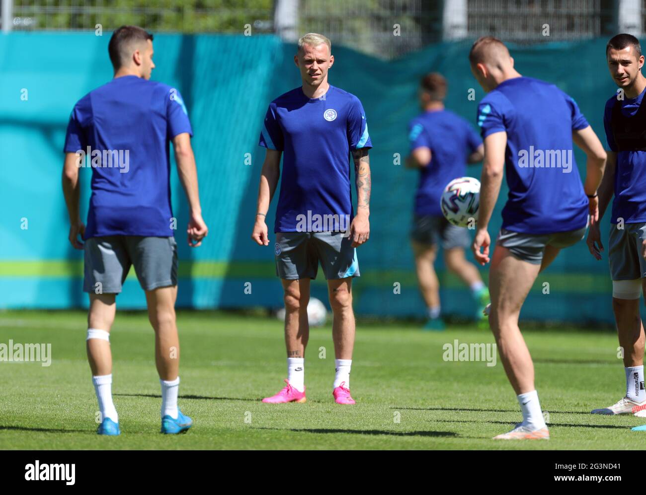 St. Petersburg, Russia. 17th June, 2021. Football: European Championship, Group E, final training Slovakia before the match against Sweden. Ondrej Duda (M) stands on the pitch during training. Credit: Igor Russak/dpa/Alamy Live News Stock Photo