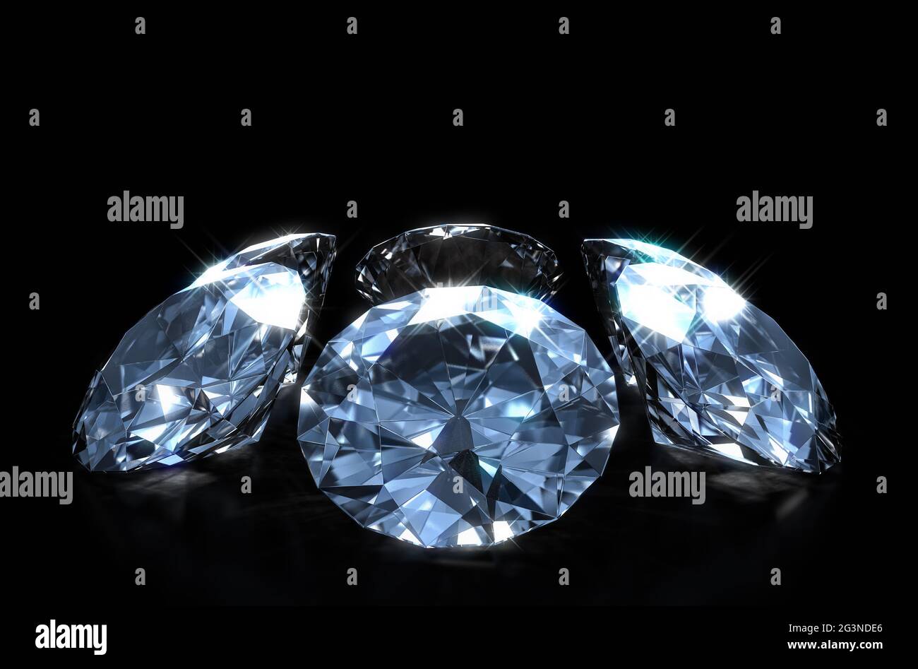 A close up view of a circular array of cut diamonds on a black isolated ...