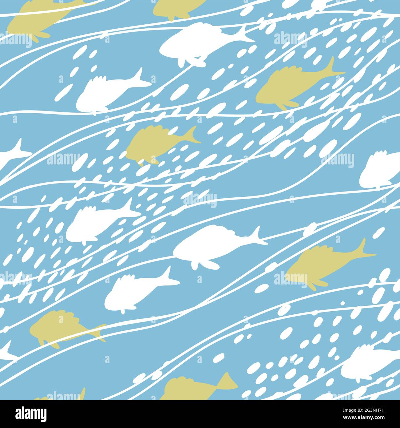 Seamless pattern with hand drawn sea waves in sketch style. Vector ...