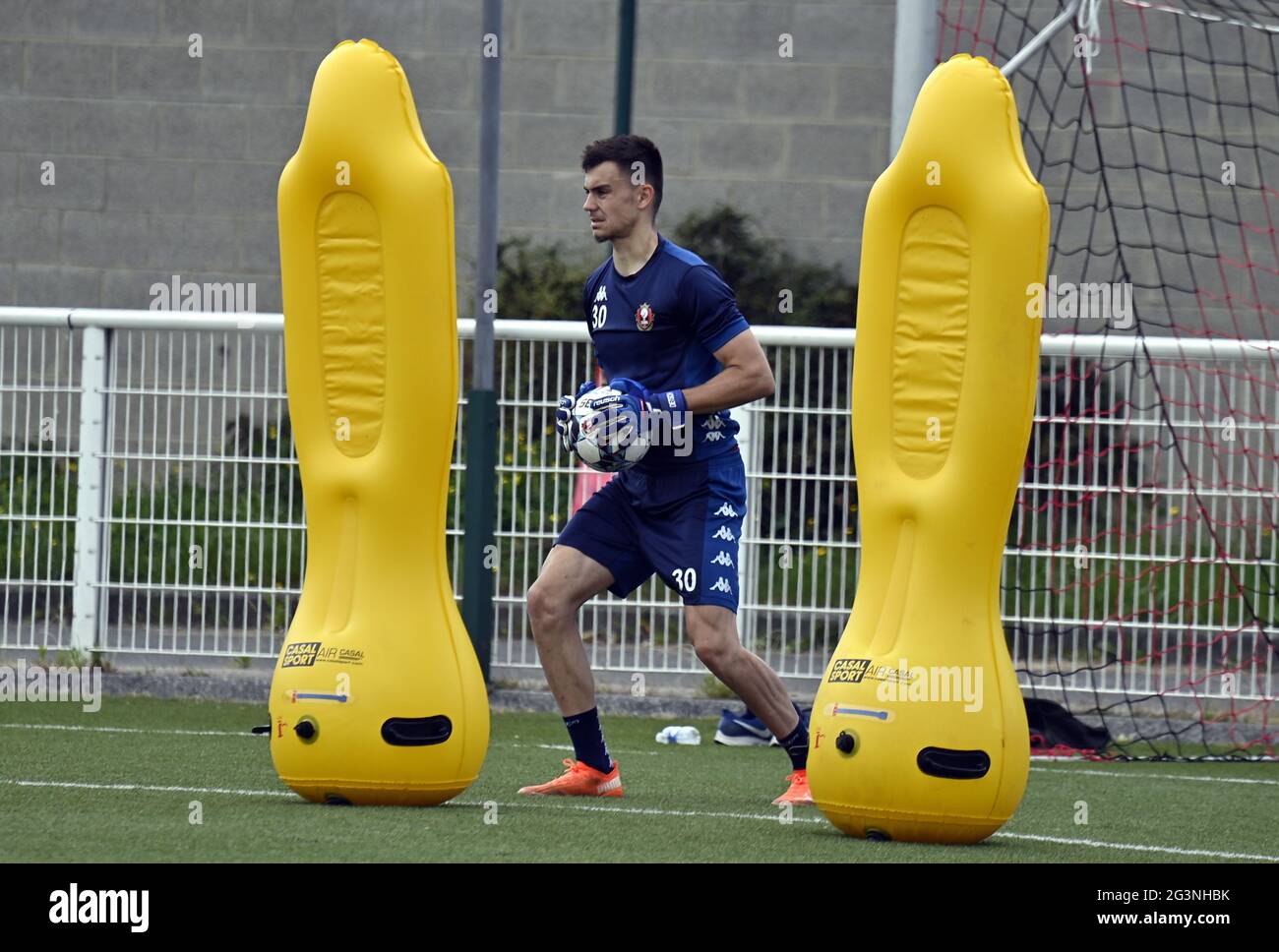 Seraing's Guillaume Dietsch pictured during the first training session for the new season 2021-2022 of Jupiler Pro League first division soccer team R Stock Photo