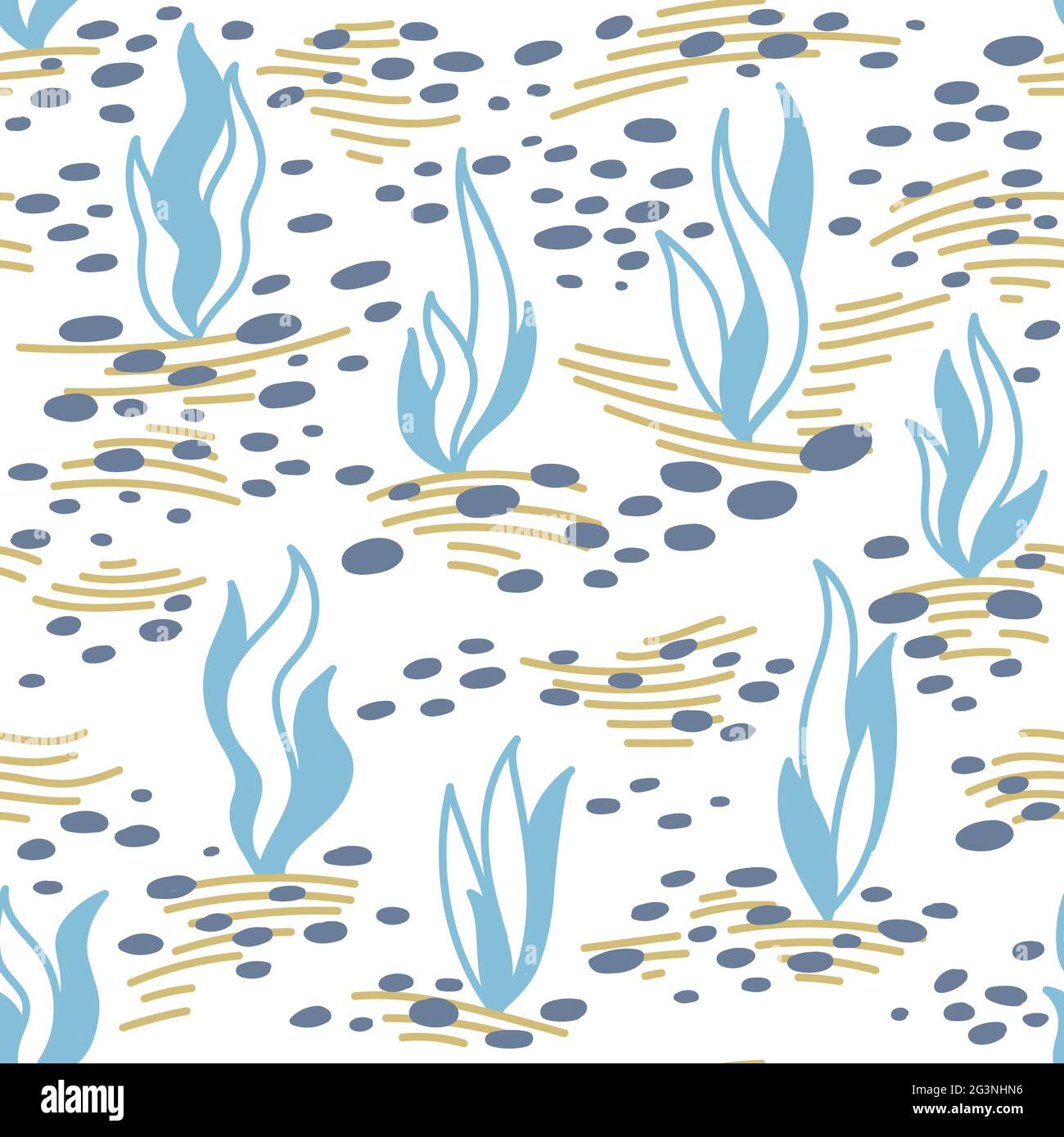 Seamless pattern with hand drawn sea waves in sketch style. Vector ...