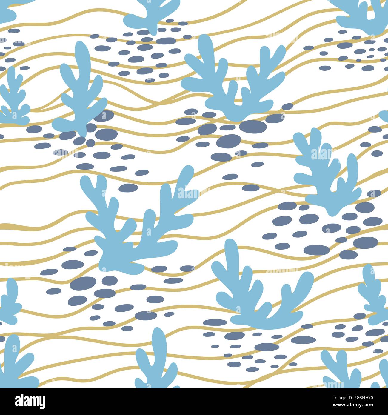 Seamless pattern with hand drawn sea waves in sketch style. Vector ...
