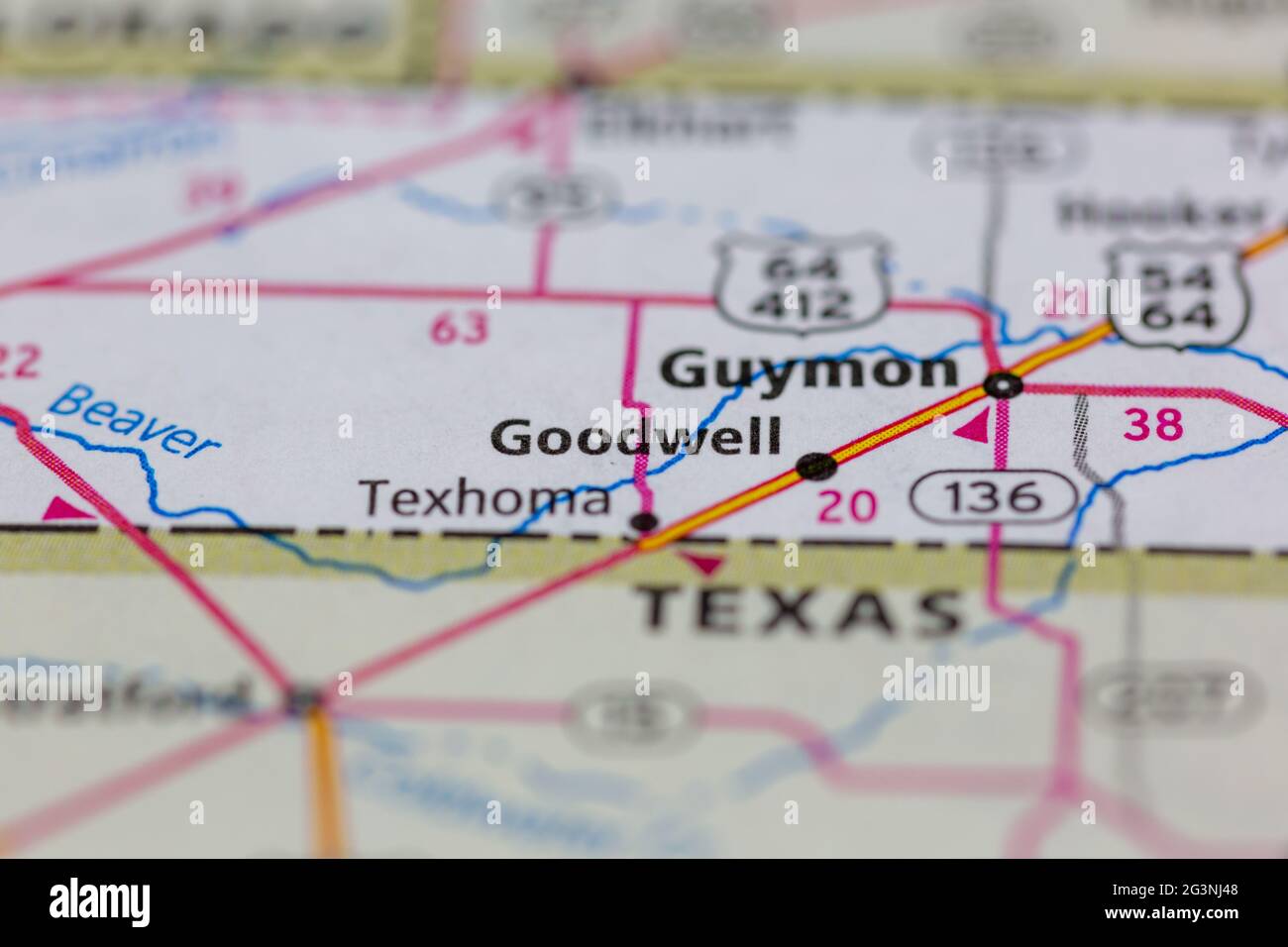 Goodwell Oklahoma USA shown on - Goodwell Oklahoma Usa Shown On A Geography Map Or Road Map 2G3NJ48 