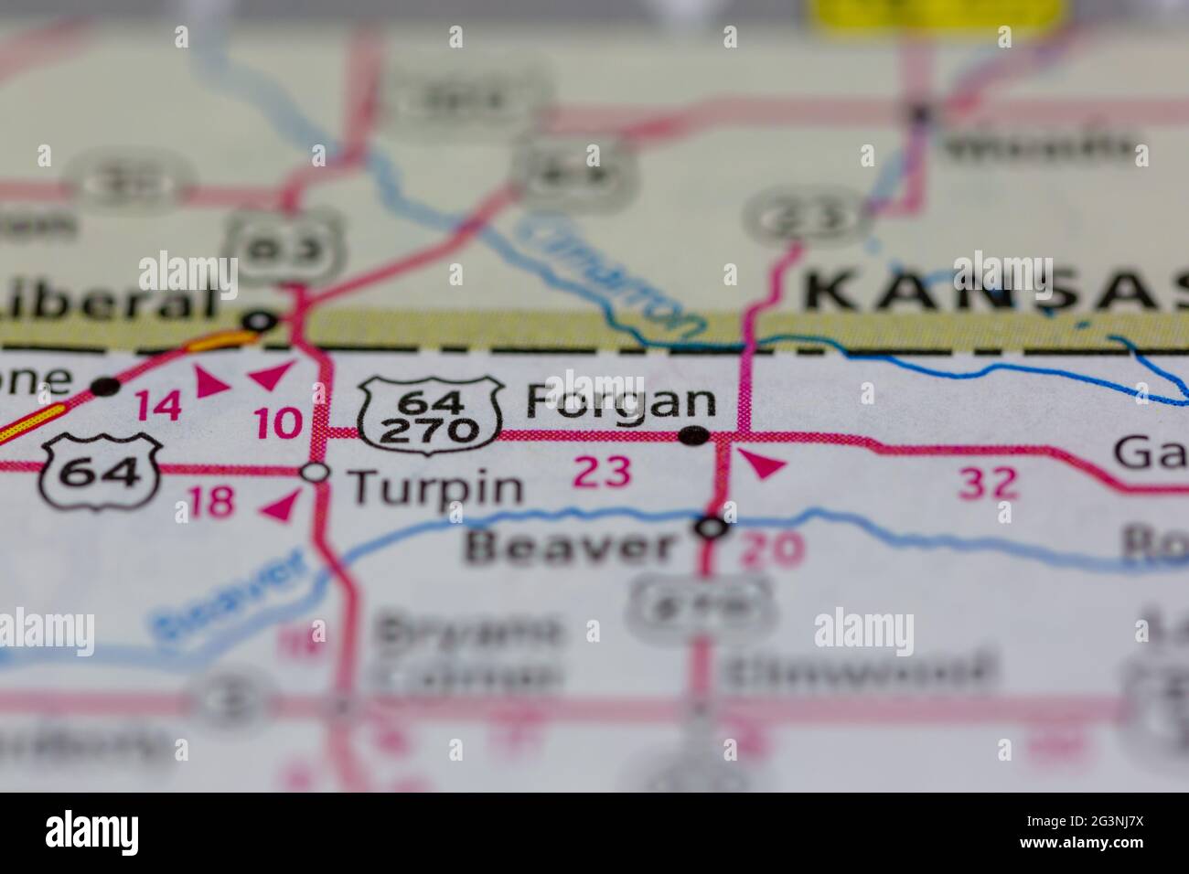 Forgan Oklahoma USA shown on a Geography map or road map Stock Photo
