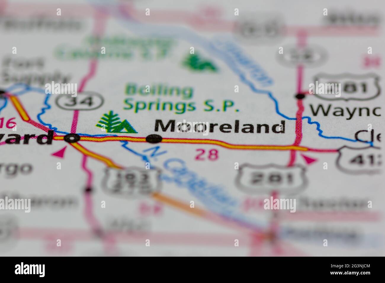 Mooreland on a map hires stock photography and images Alamy