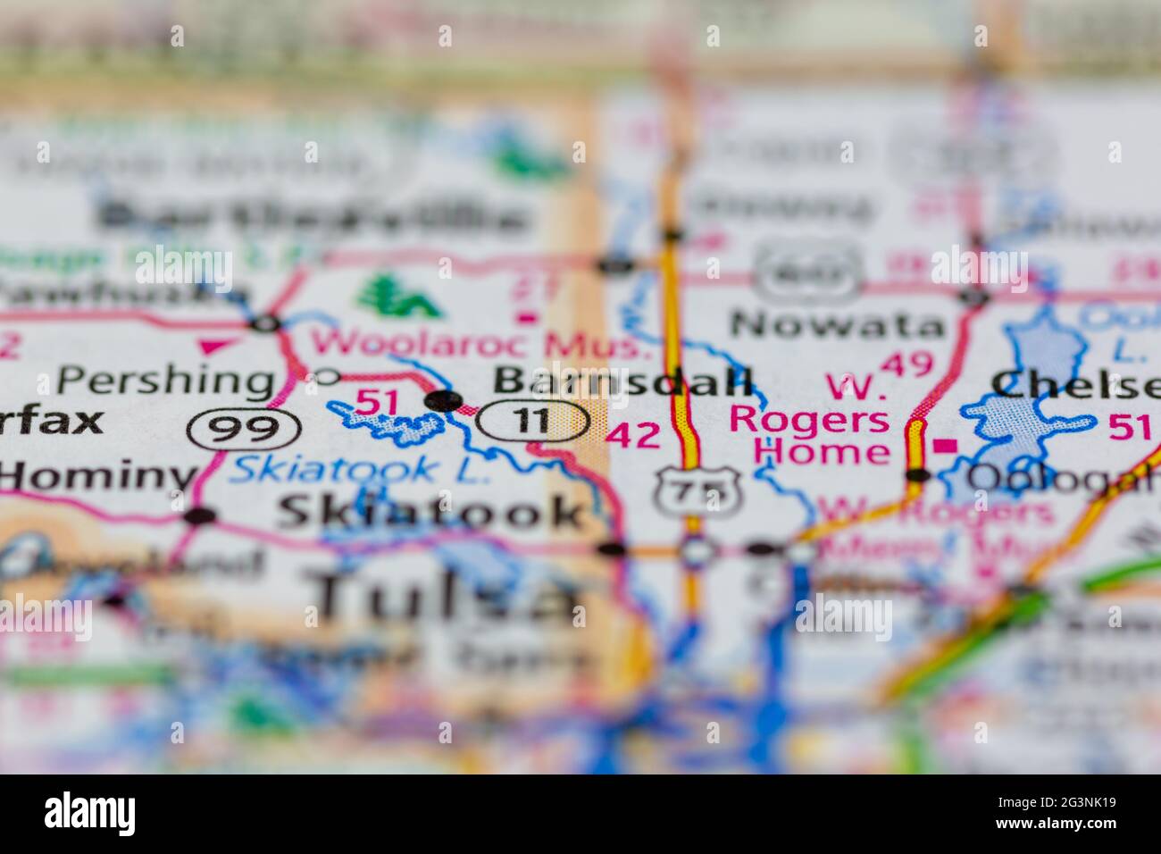 Barnsdall Oklahoma USA shown on a Geography map or road map Stock Photo