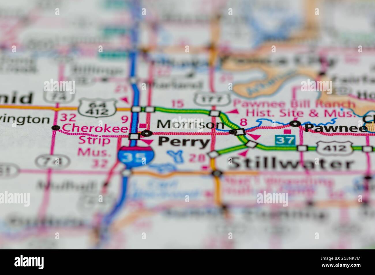 Morrison Oklahoma USA shown on a Geography map or road map Stock Photo
