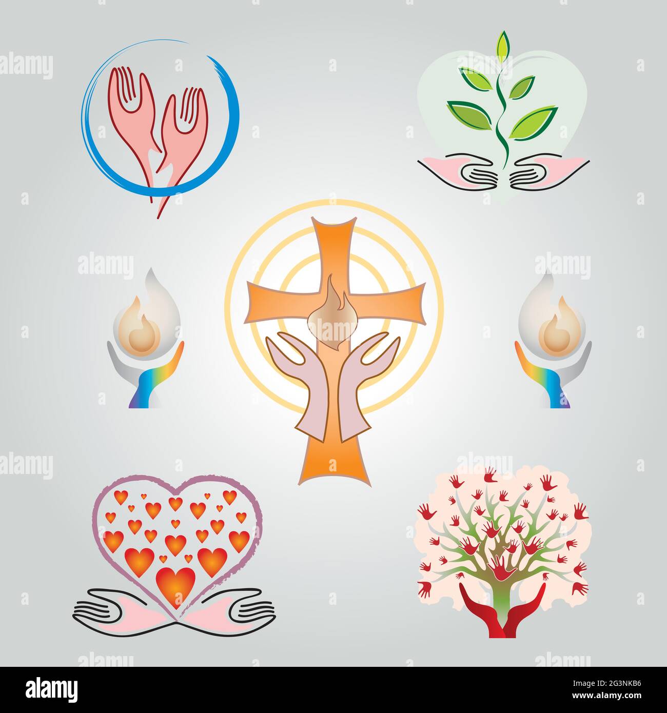 Set of Seven Spirituality, Religion Icons Stock Vector