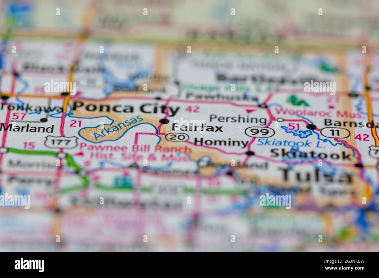 Fairfax Oklahoma USA shown on a Geography map or road map Stock Photo