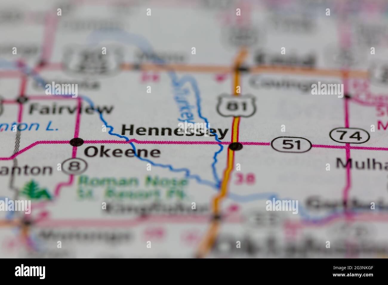 Hennessey Oklahoma USA shown on a Geography map or road map Stock Photo ...