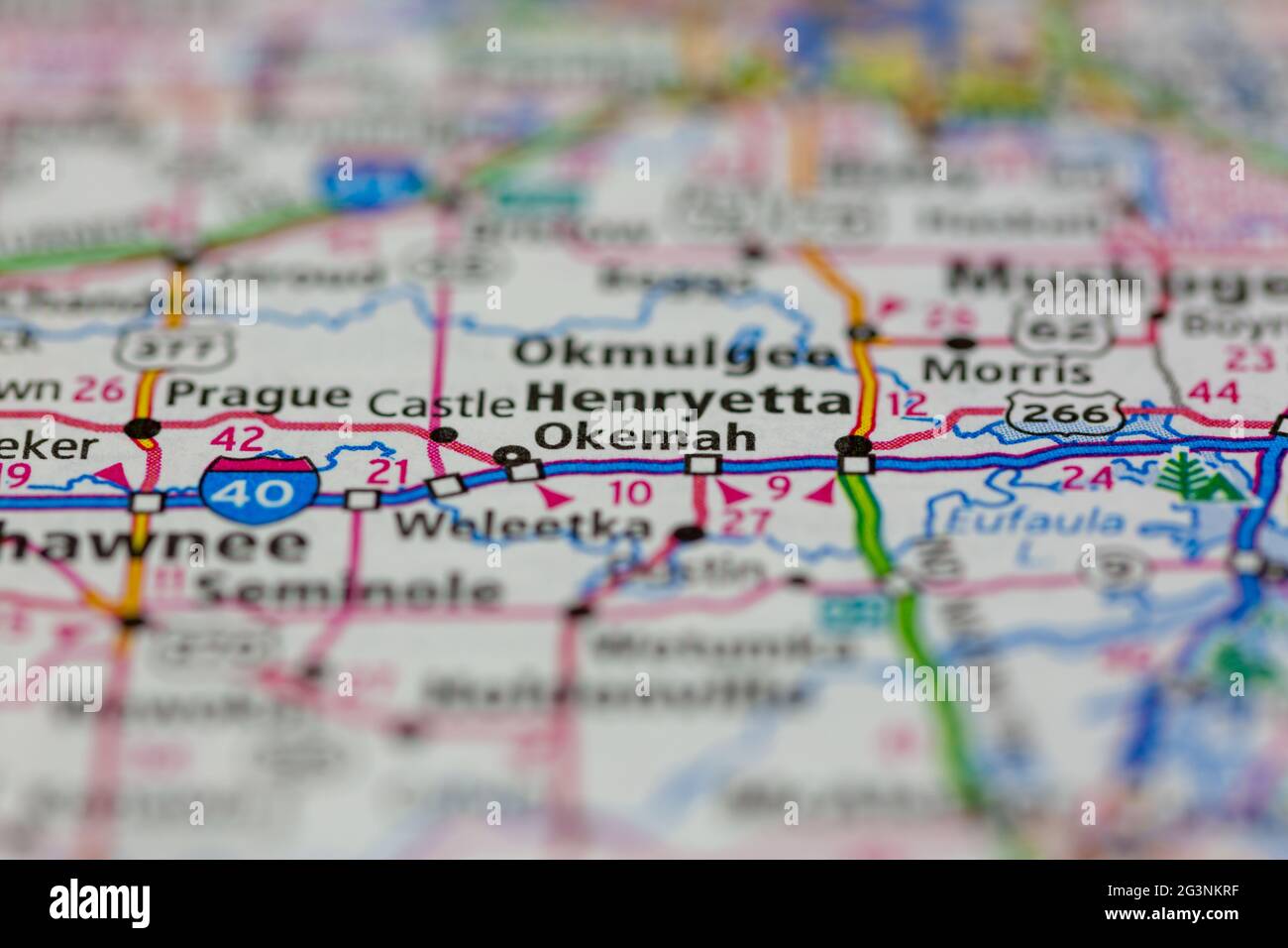 Okemah on a map hires stock photography and images Alamy